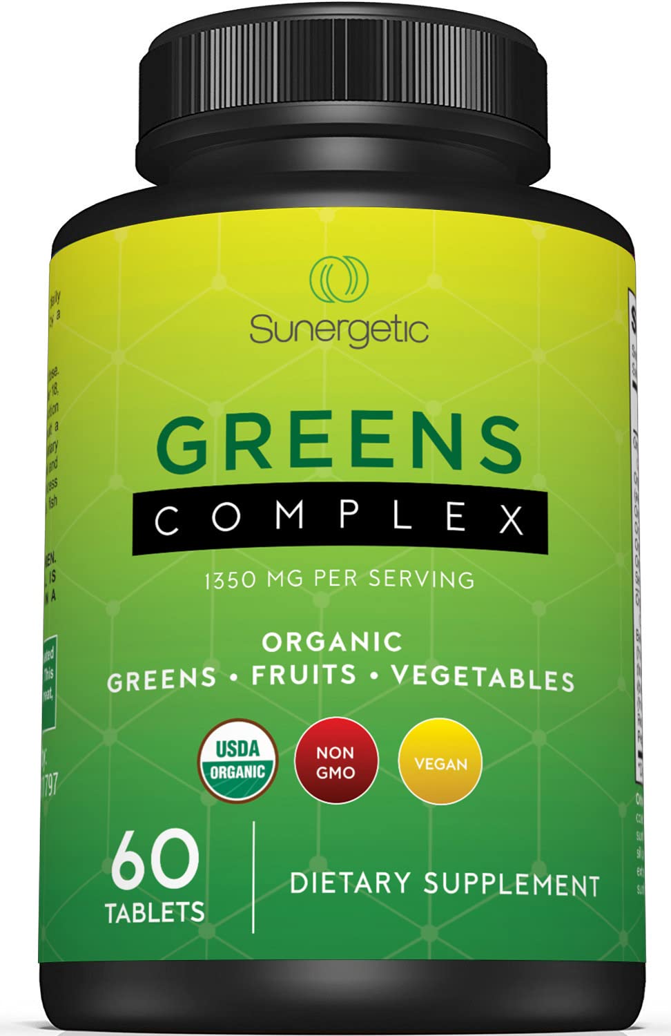 Suplemento Sunergetic Premium Usda Organic Greens 60 Comprimidos - Venta Internacional.