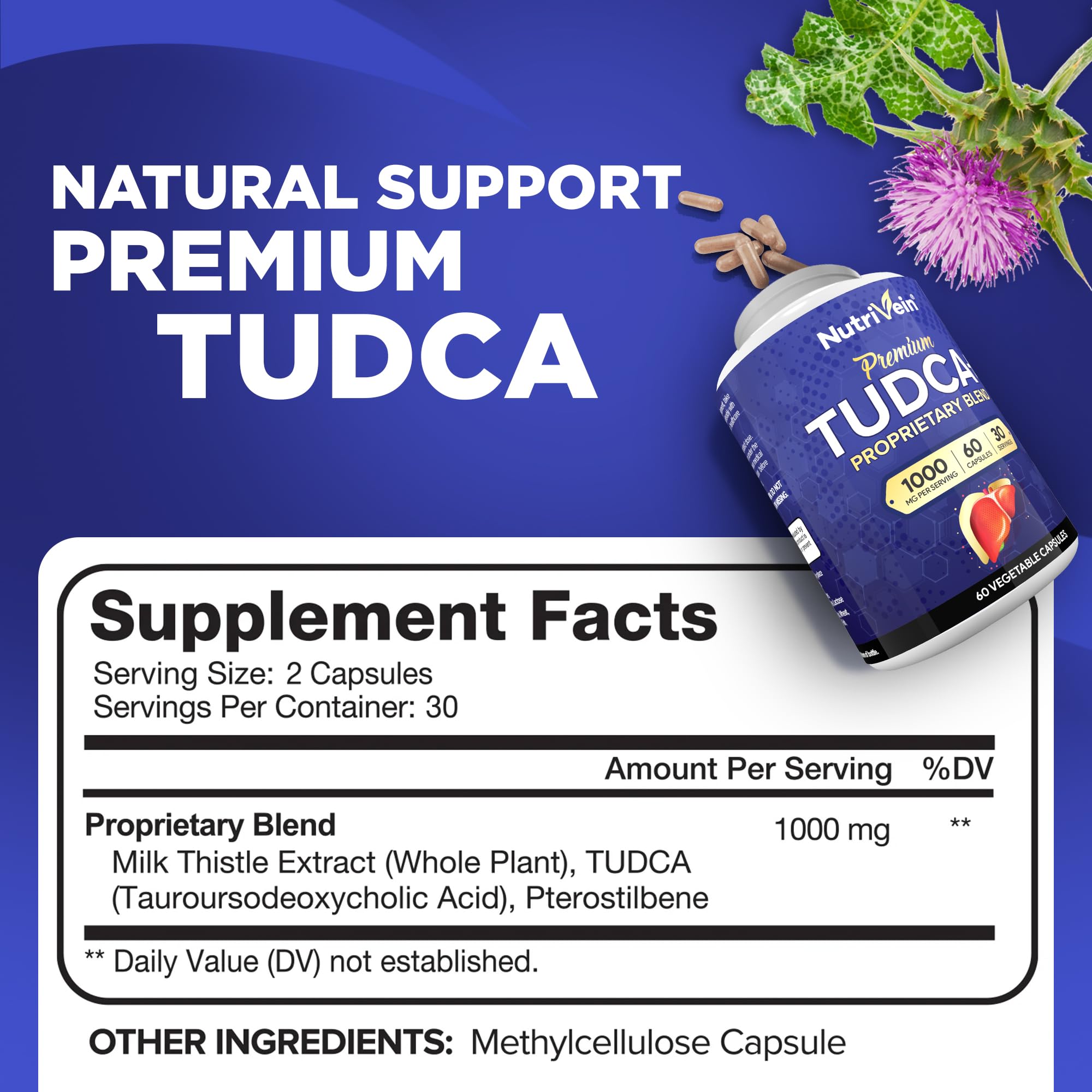 Foto 3 pulgar | Suplemento Nutrivein Tudca+ Liver Support 1000 Mg 60 Cápsulas - Venta Internacional.