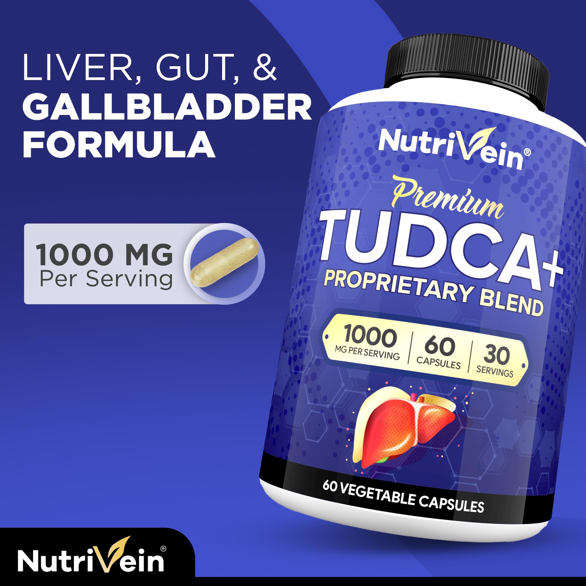 Foto 4 pulgar | Suplemento Nutrivein Tudca+ Liver Support 1000 Mg 60 Cápsulas - Venta Internacional.