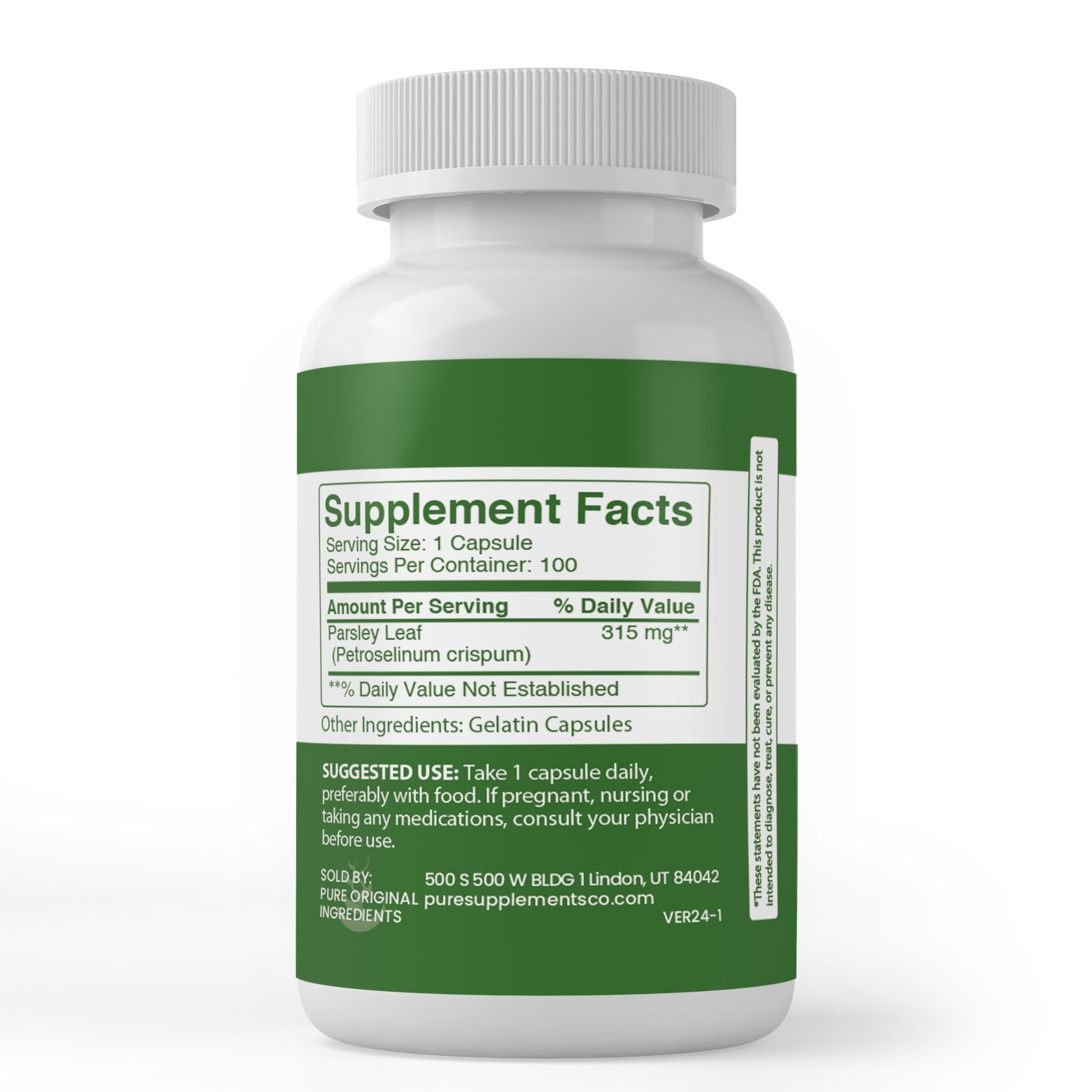 Foto 4 pulgar | Suplemento Pure Original Ingredients Perejil 100 Cápsulas - Venta Internacional.