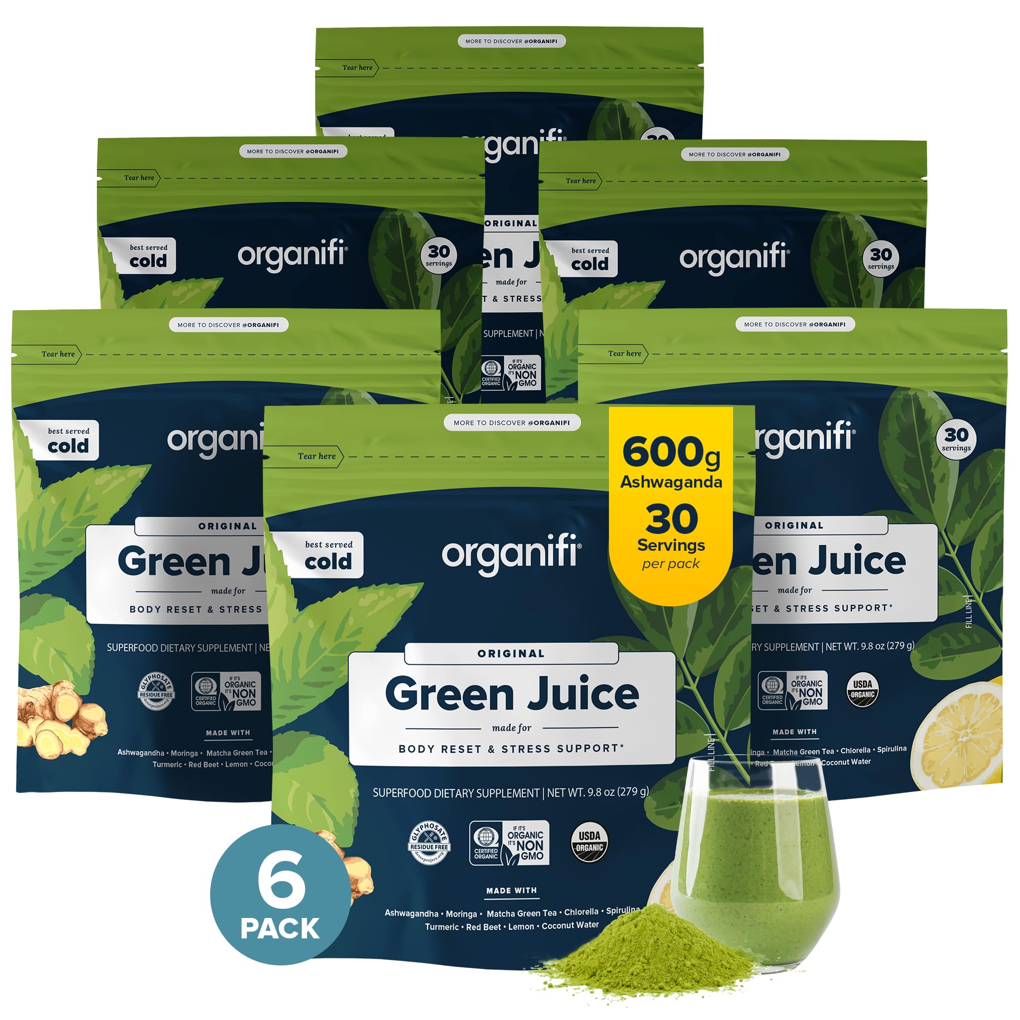 Suplemento Organifi Green Juice, Superalimento Orgánico, 180 Días - Venta Internacional.