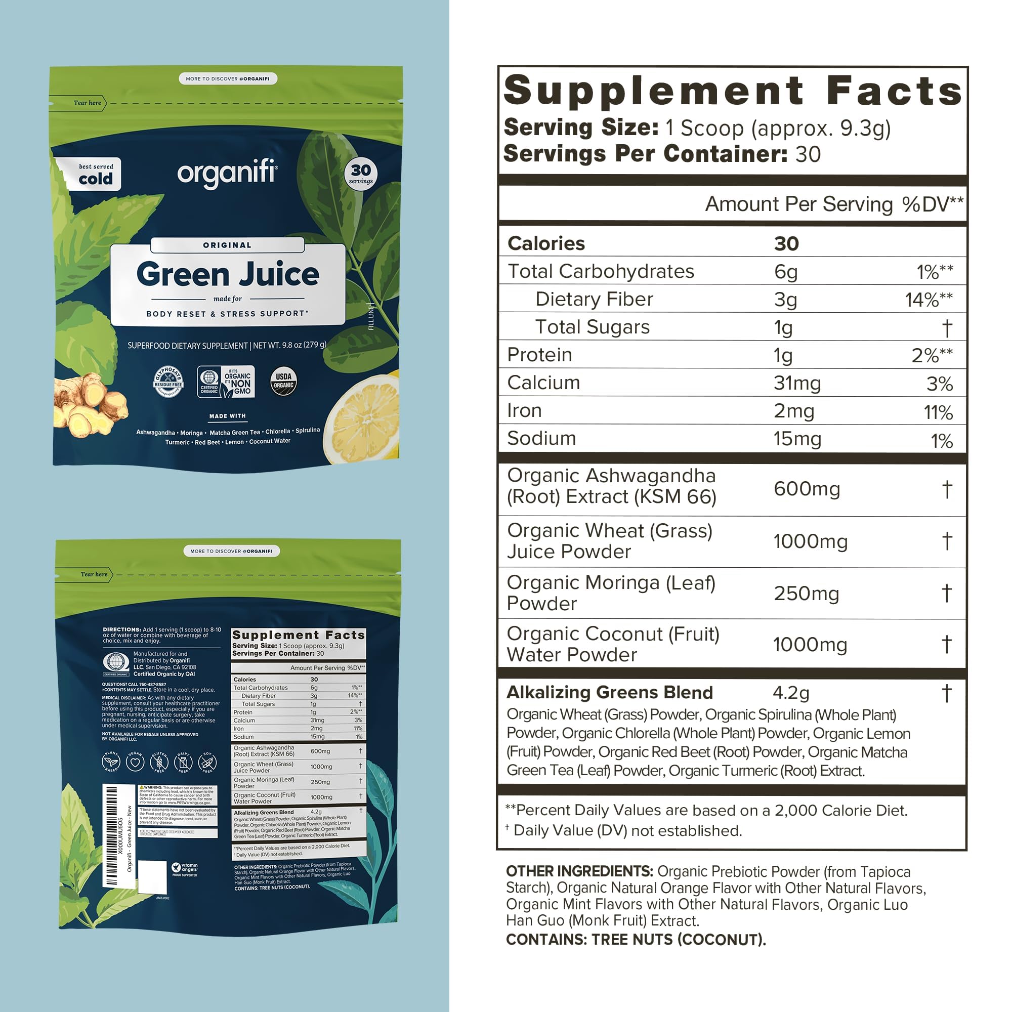 Foto 2 | Suplemento Organifi Green Juice, Superalimento Orgánico, 180 Días - Venta Internacional.