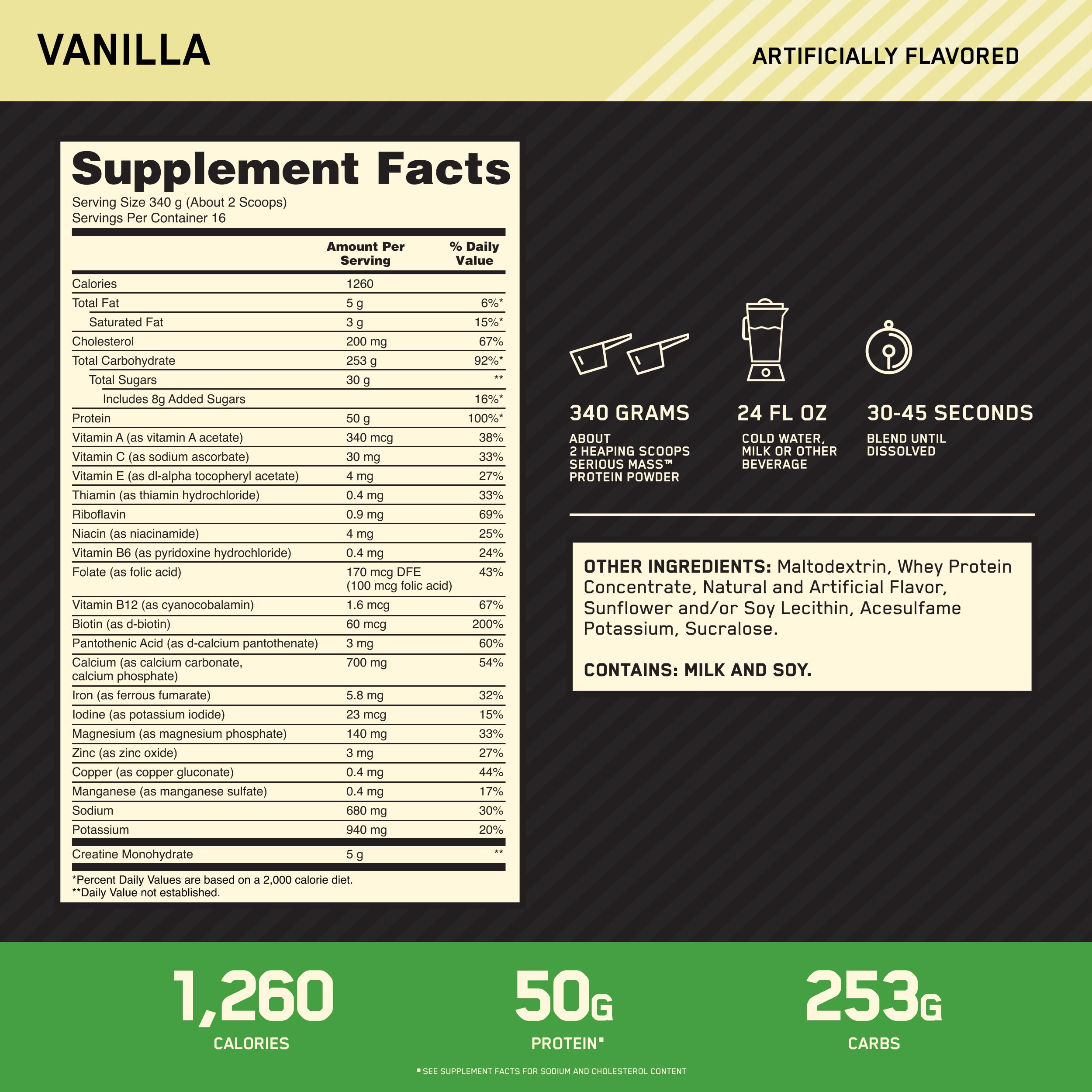 Foto 4 pulgar | Proteína En Polvo Para Ganar Peso Optimum Nutrition Serious Mass - Venta Internacional.