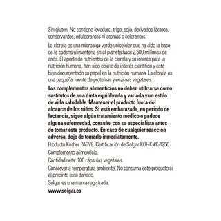 Foto 2 | Suplemento Solgar Chlorella 100 Cápsulas Vegetales - Venta Internacional.