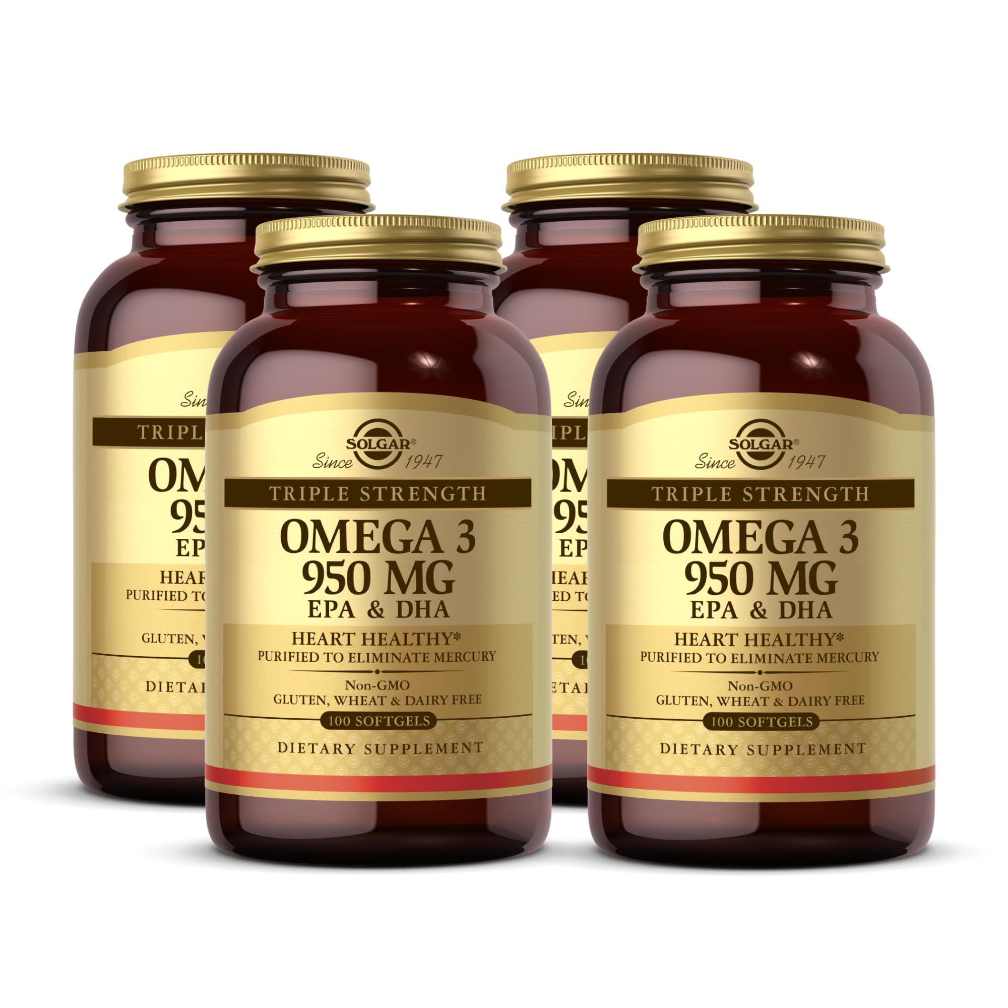 Suplemento Solgar Triple Strength Omega 3 950 Mg X 100 Cápsulas Blandas - Venta Internacional.