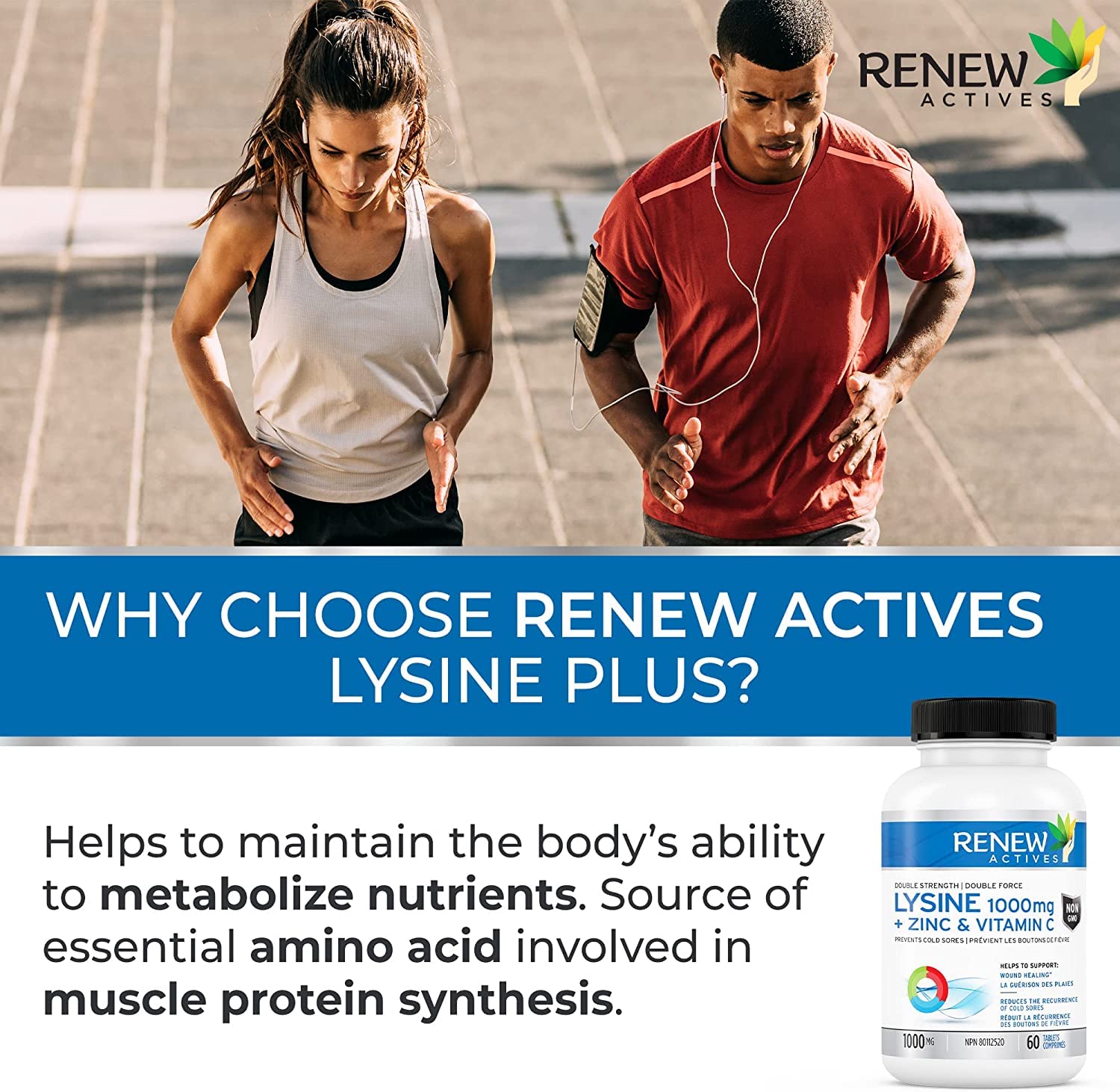 Foto 3 | Suplemento Renew Actives Maximum Strength L-lisina 1000 Mg - Venta Internacional.