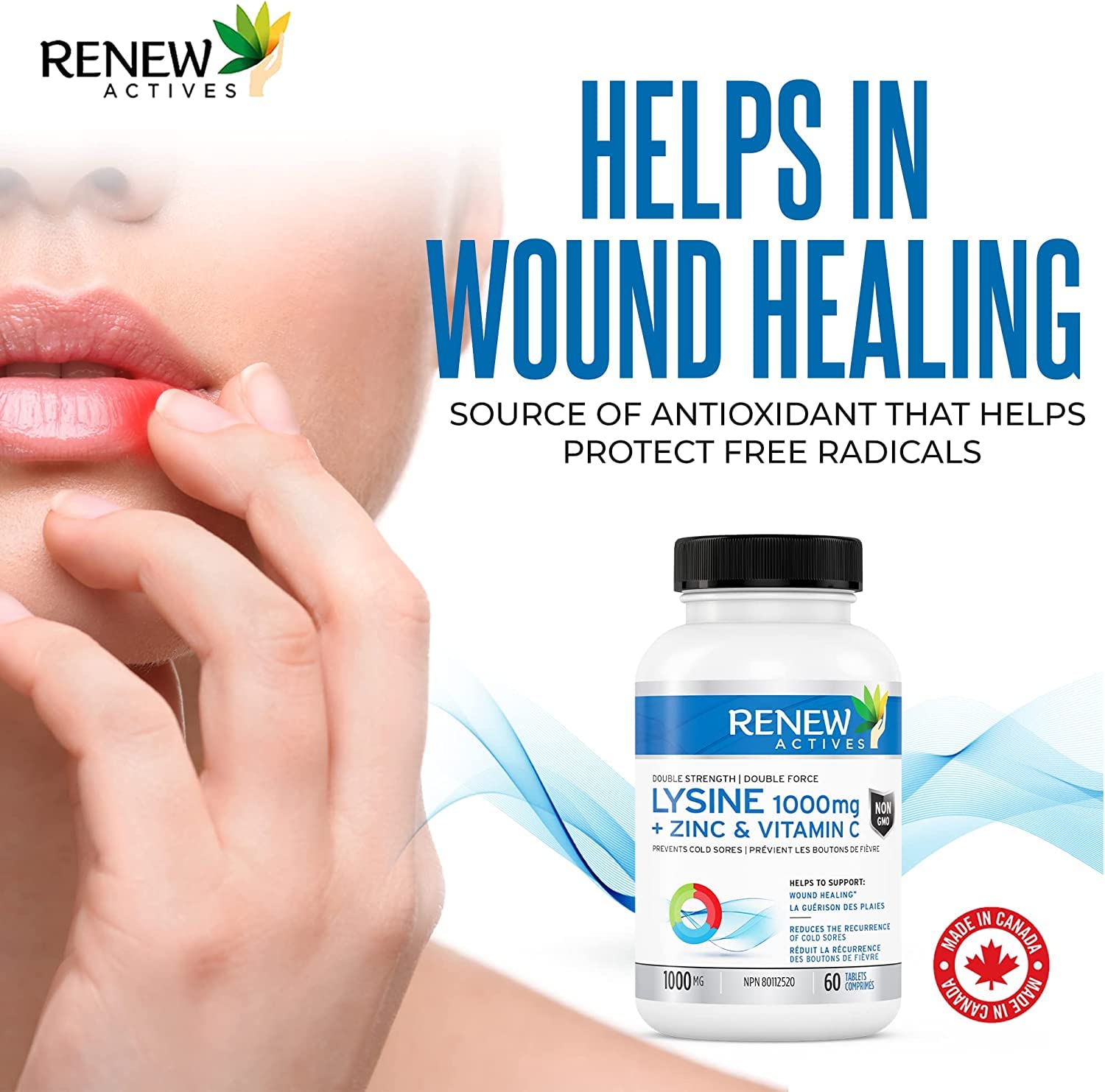 Foto 7 pulgar | Suplemento Renew Actives Maximum Strength L-lisina 1000 Mg - Venta Internacional.
