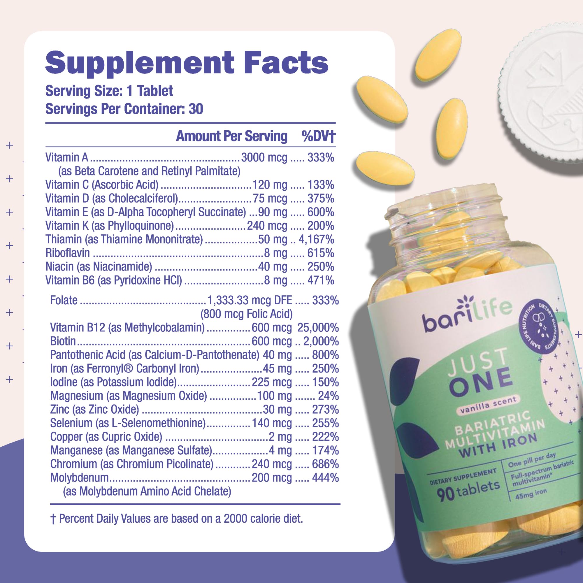Foto 3 | Multivitamínico Bariátrico Bari Life Just One Con Hierro (30 Cápsulas) - Venta Internacional.