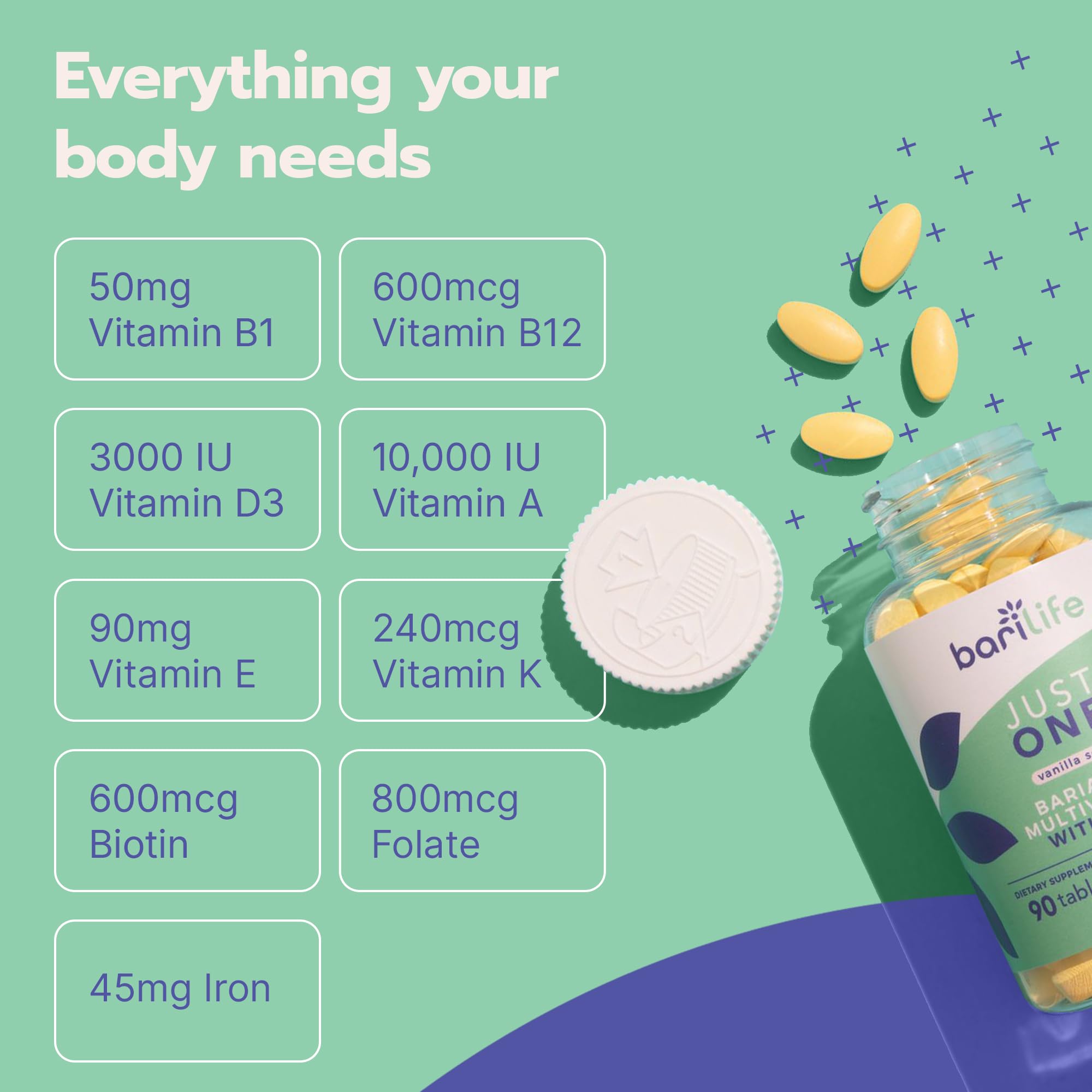 Foto 5 | Multivitamínico Bariátrico Bari Life Just One Con Hierro (30 Cápsulas) - Venta Internacional.