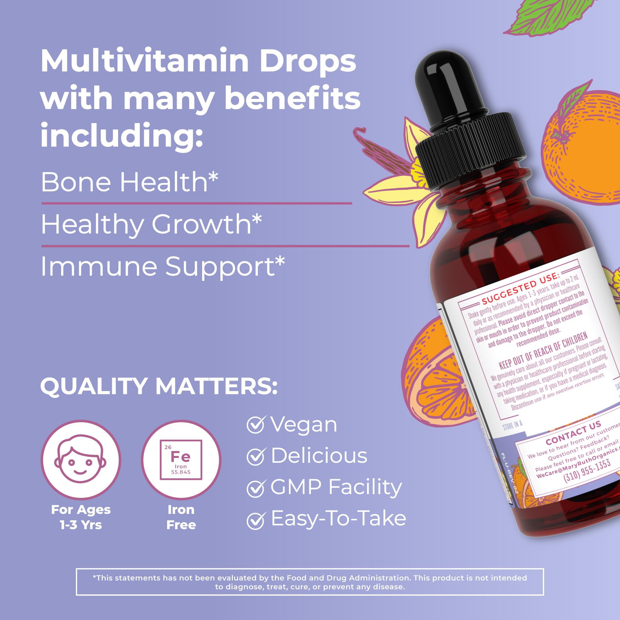 Foto 4 pulgar | Multivitamínico Para Niños Pequeños Maryruth's Organic En Gotas Líquidas De 60 Ml - Venta Internacional.