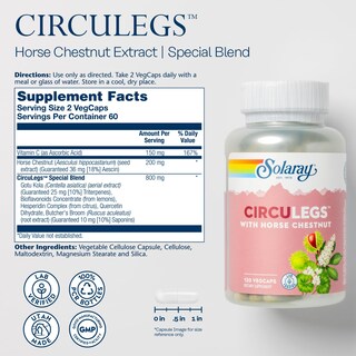 Foto 3 | Suplemento Solaray Circulegs, Castaño De Indias, 120 Cápsulas Vegetales - Venta Internacional.