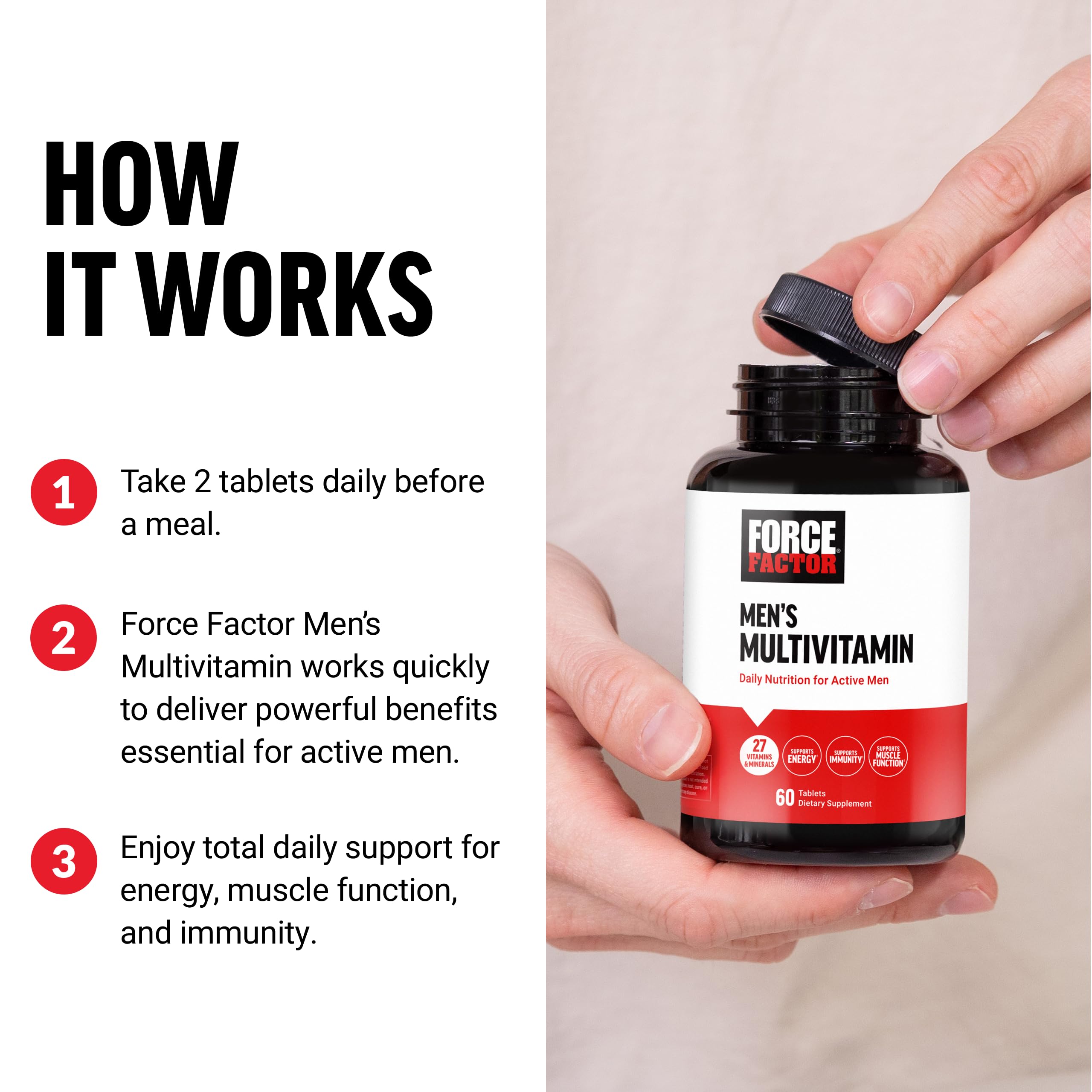 Foto 4 | Suplemento Multivitamínico Force Factor Men 60 Comprimidos - Venta Internacional.