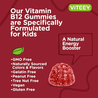 Foto 5 | Gomitas De Vitamina B12 Viteey 1000 Mcg Para Apoyar El Metabolismo De Los Niños - Venta Internacional.