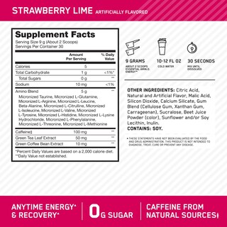 Foto 2 | Suplemento Optimum Nutrition Amino Energy, Fresa Y Lima, 30 Porciones - Venta Internacional.