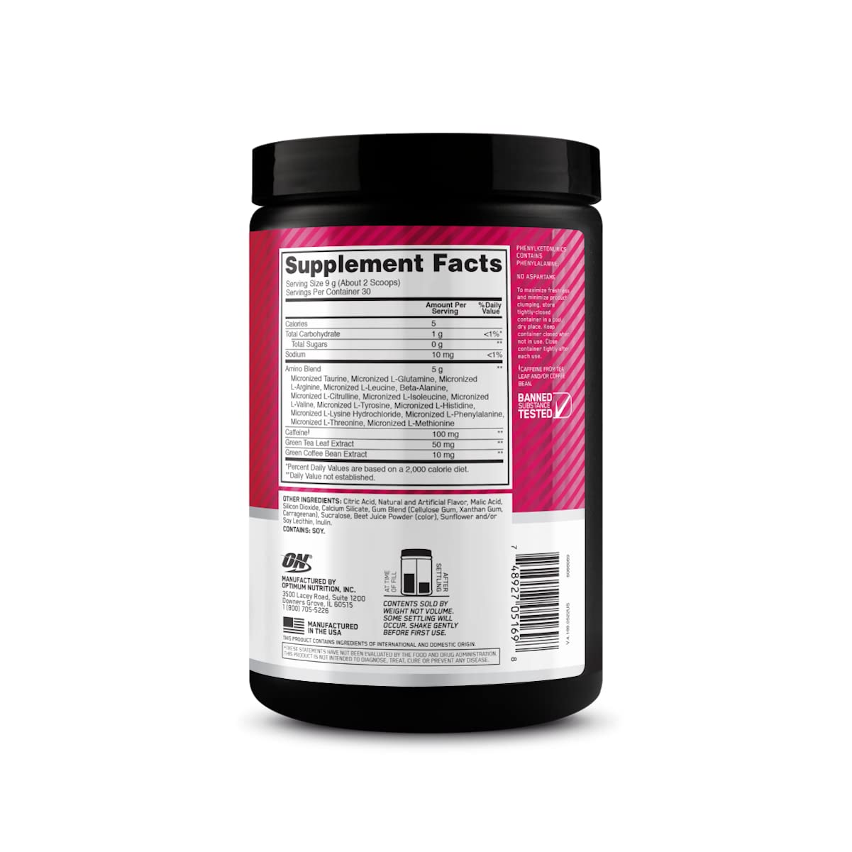 Foto 7 pulgar | Suplemento Optimum Nutrition Amino Energy, Fresa Y Lima, 30 Porciones - Venta Internacional.