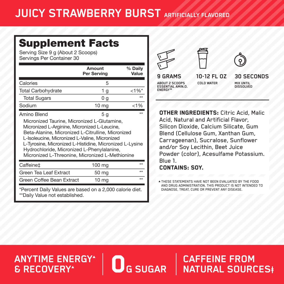 Foto 4 pulgar | Suplemento Optimum Nutrition Amino Energy, 30 Porciones - Venta Internacional.