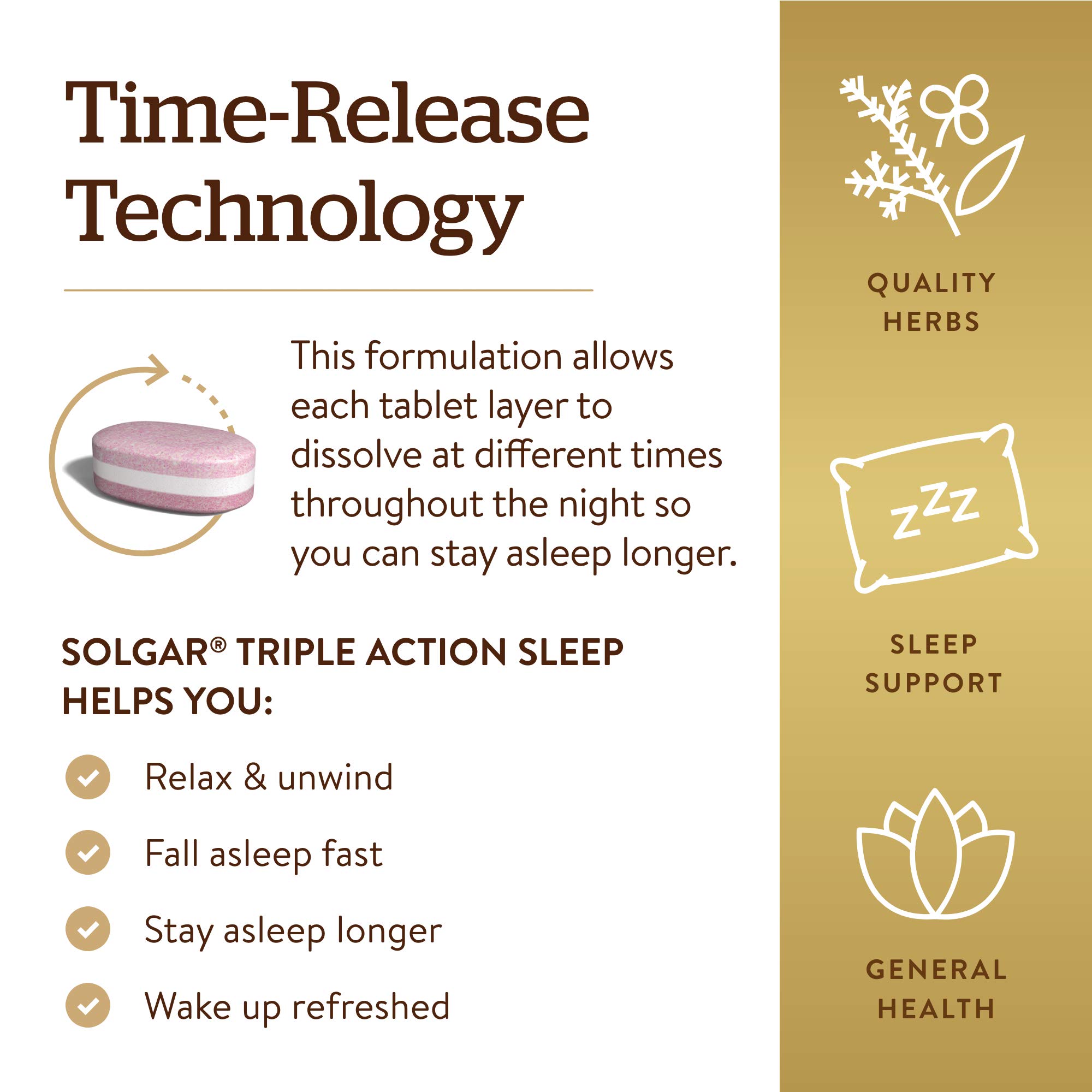 Foto 4 | Suplemento Solgar Triple Action Sleep 90 Comprimidos - Venta Internacional.