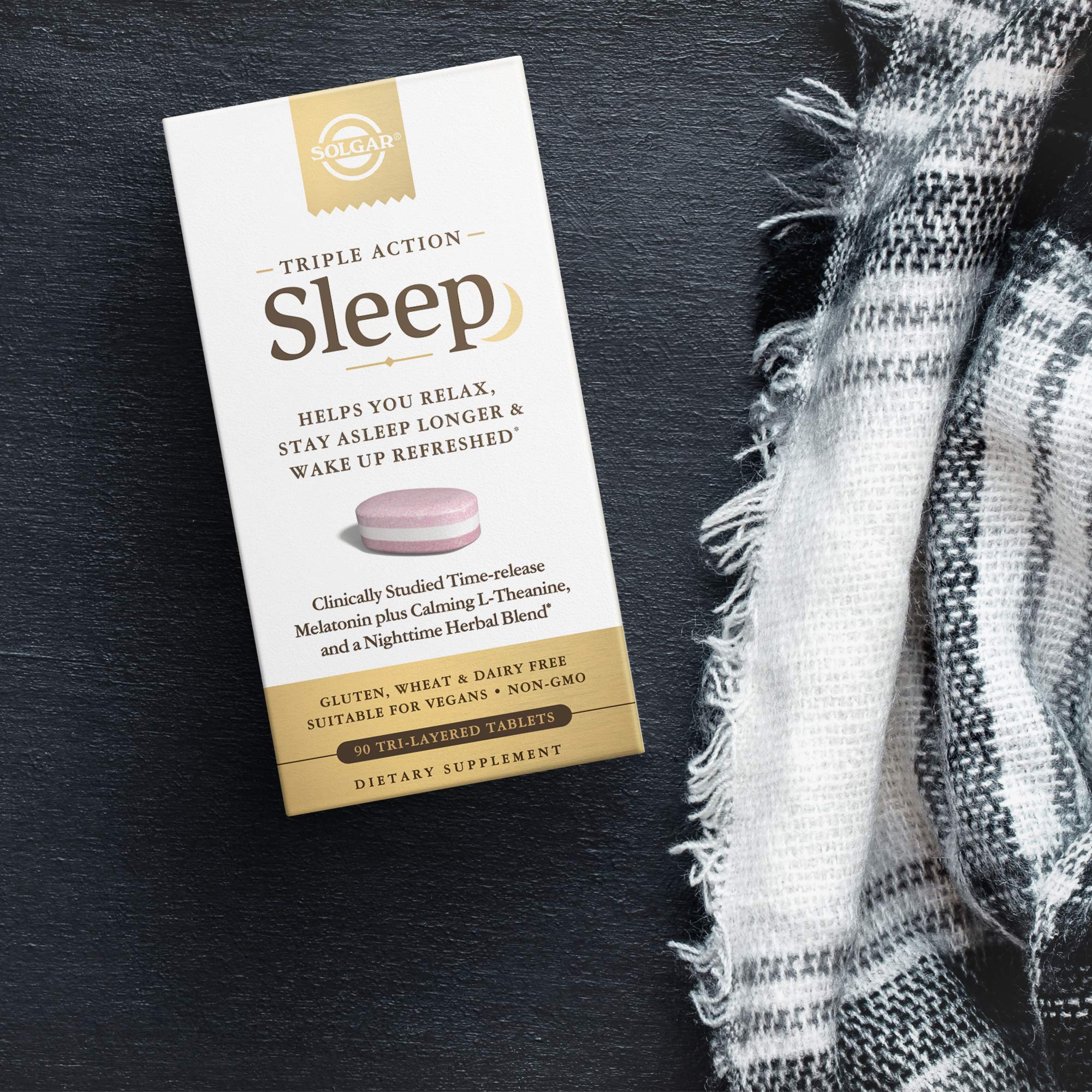Foto 7 pulgar | Suplemento Solgar Triple Action Sleep 90 Comprimidos - Venta Internacional.