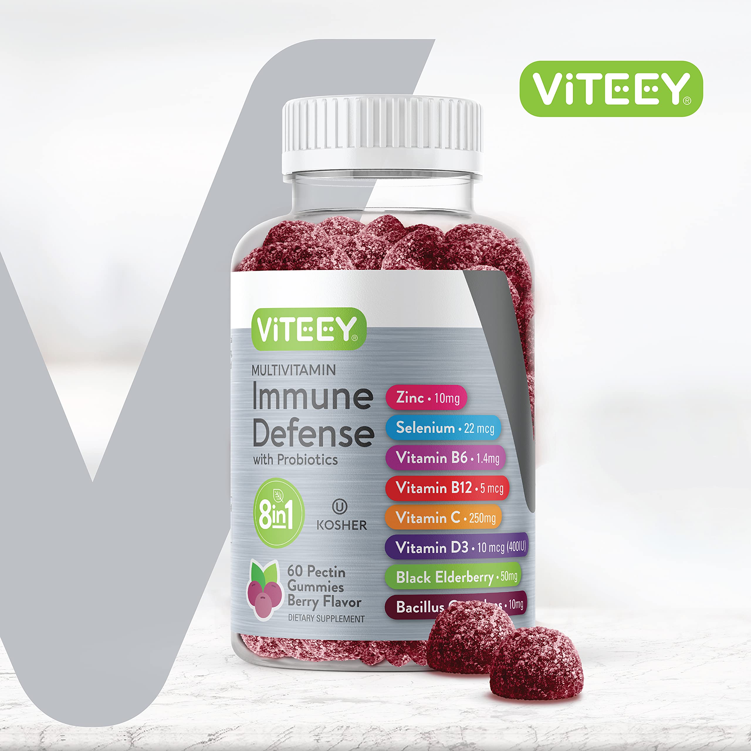 Foto 3 pulgar | Gomitas Multivitamínicas Viteey 8 En 1 Para Adultos, 60 Unidades, Para Apoyar El Sistema Inmunitario - Venta Interna