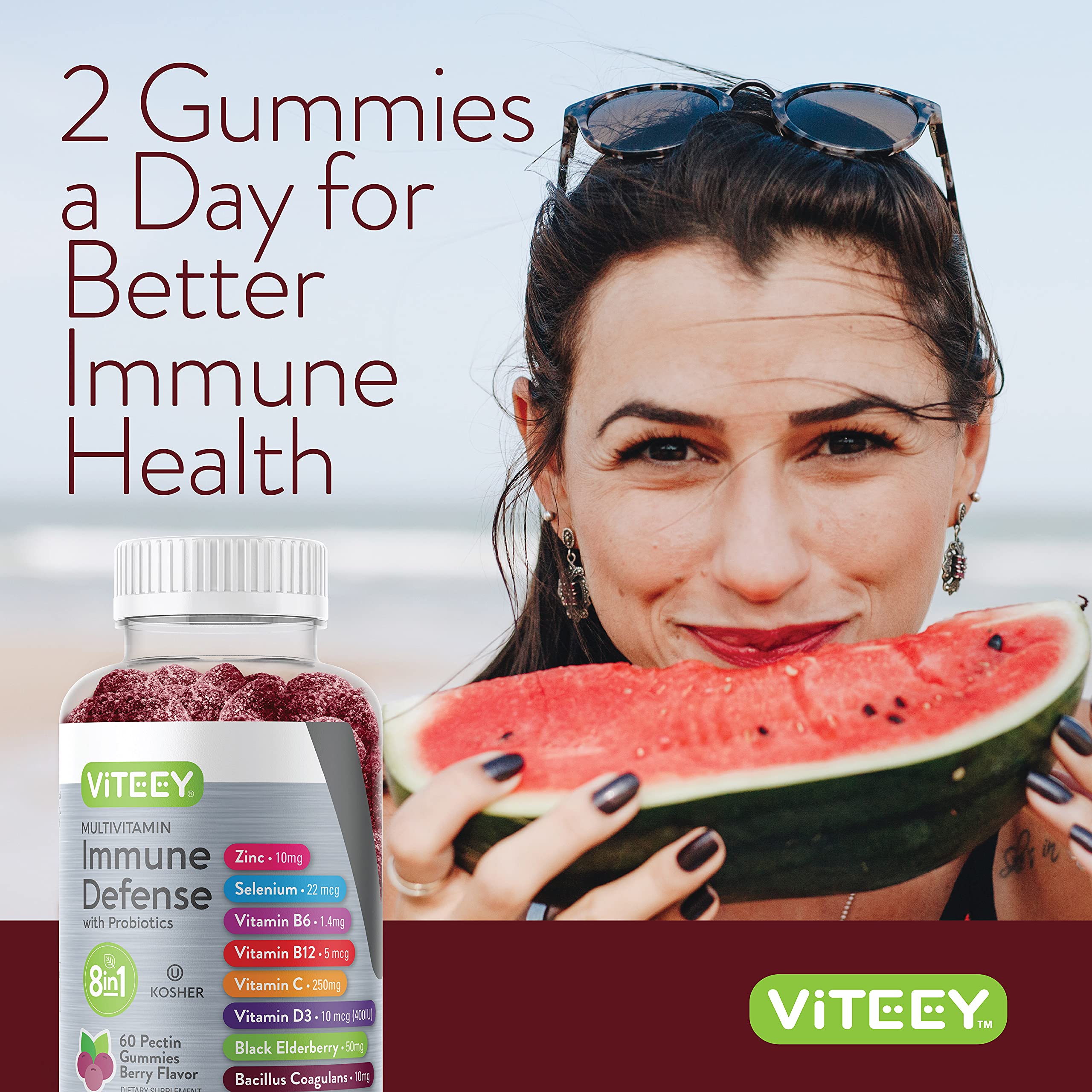 Foto 7 pulgar | Gomitas Multivitamínicas Viteey 8 En 1 Para Adultos, 60 Unidades, Para Apoyar El Sistema Inmunitario - Venta Interna