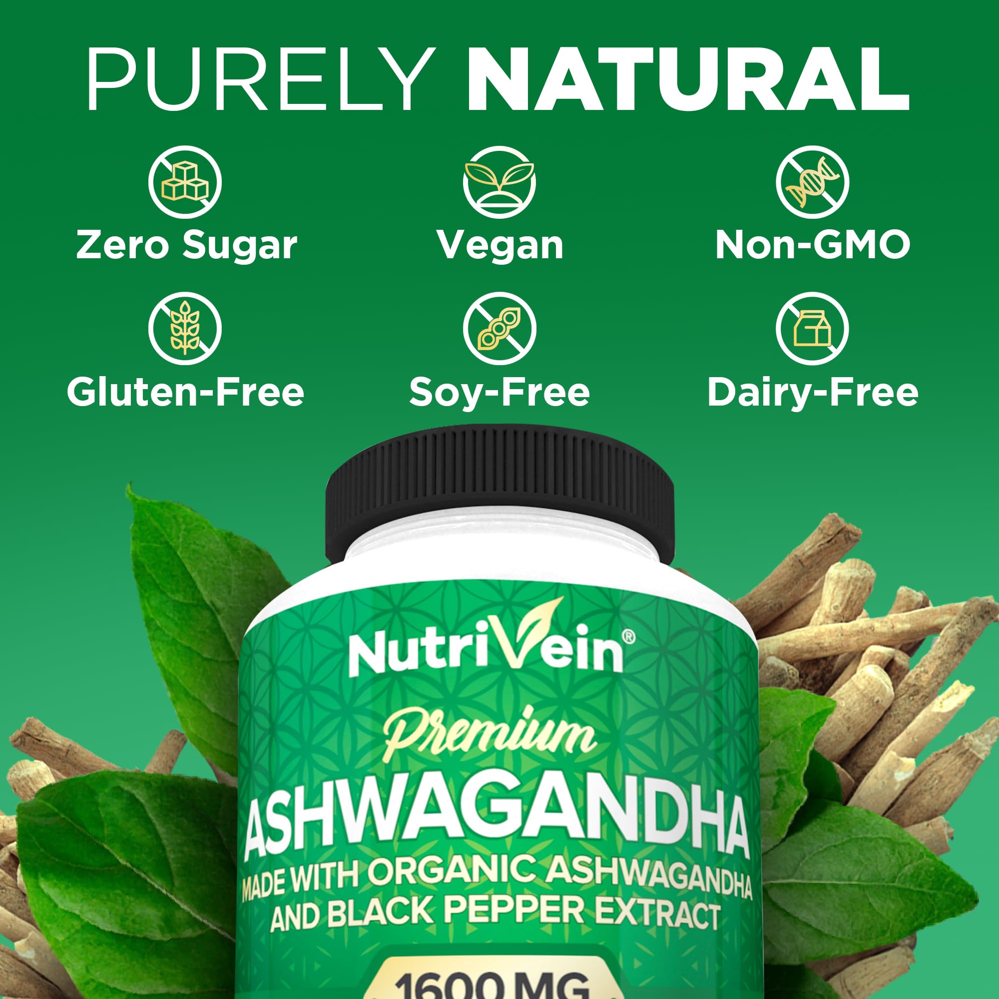 Foto 6 | Suplemento Nutrivein Organic Ashwagandha 1600 Mg 120 Cápsulas - Venta Internacional.