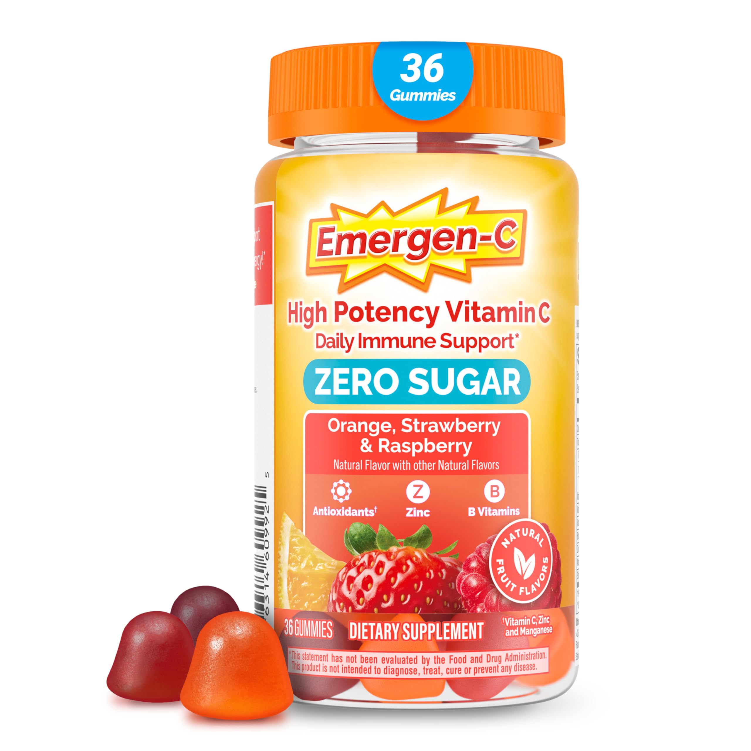 Suplemento: Gomitas Emergen-c, Sin Azúcar, Para Apoyar El Sistema Inmunitario, 36 Unidades - Venta Internacional.