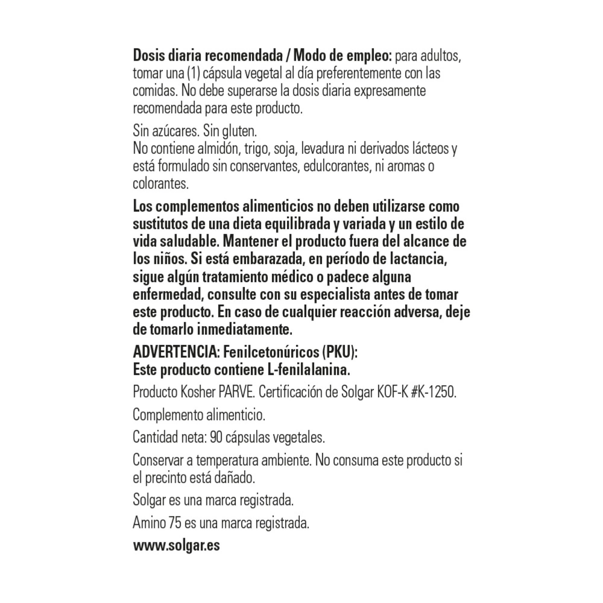 Foto 2 | Suplemento Solgar Essential Amino Complex 90 Cápsulas - Venta Internacional.