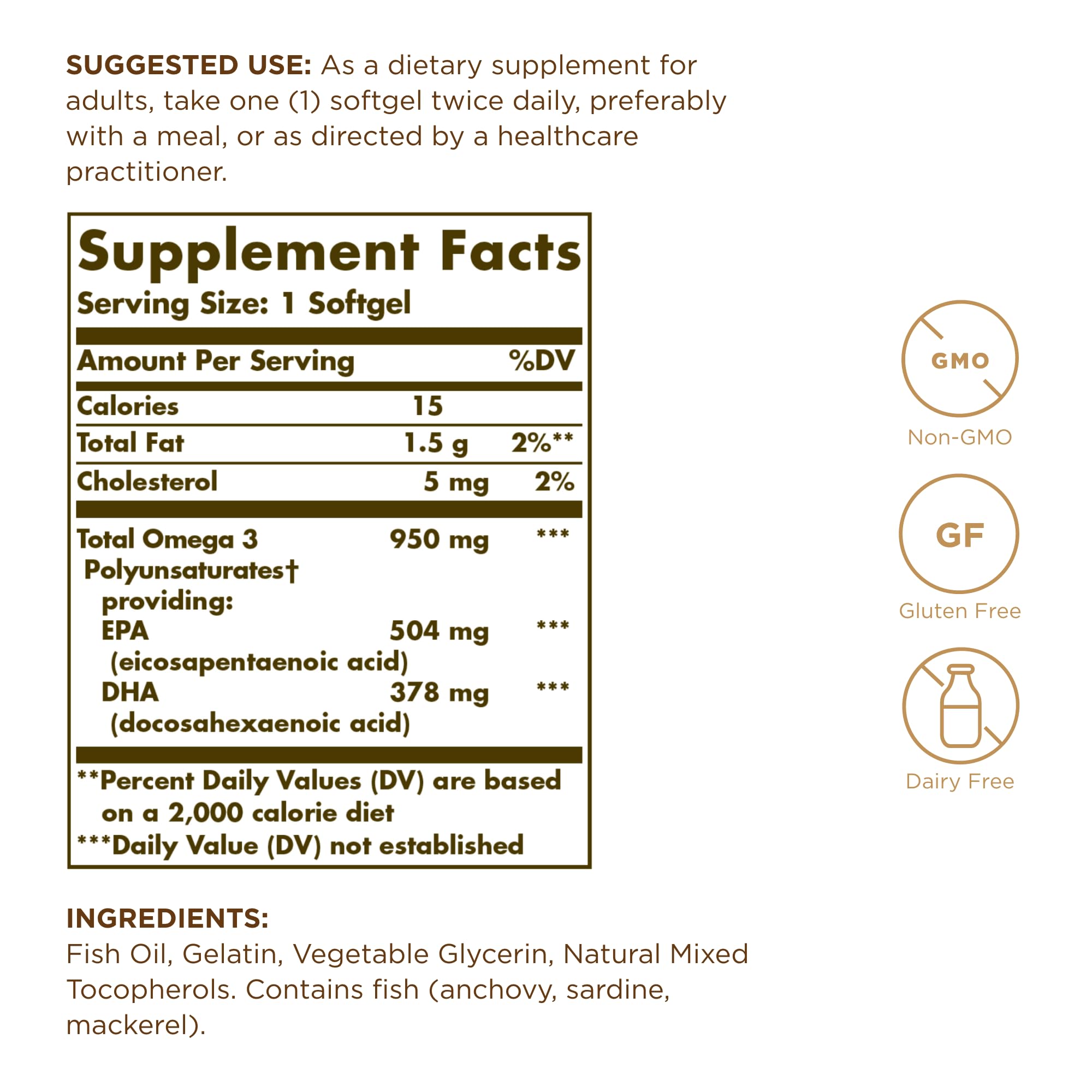 Foto 3 pulgar | Suplemento Solgar Triple Strength Omega 3 950 Mg 100 Cápsulas Blandas - Venta Internacional.