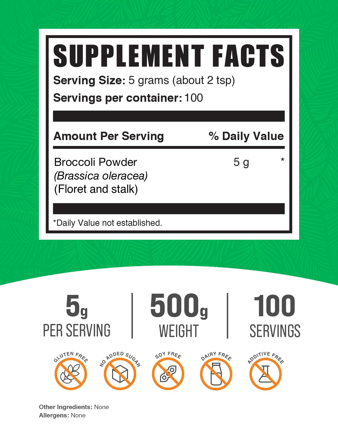 Foto 3 pulgar | Supplement Bulksupplements.com Brócoli En Polvo 500 G - Venta Internacional.