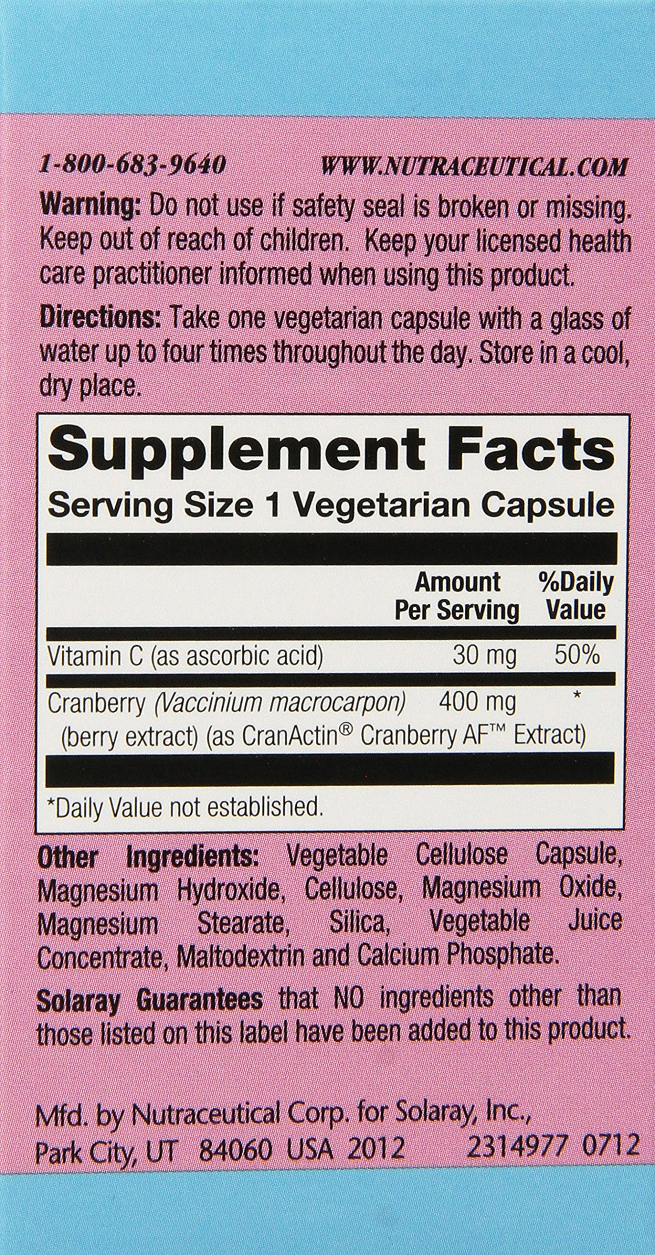 Foto 3 pulgar | Suplemento Solaray Cranactin Cranberry Af De 400 Mg - Venta Internacional.