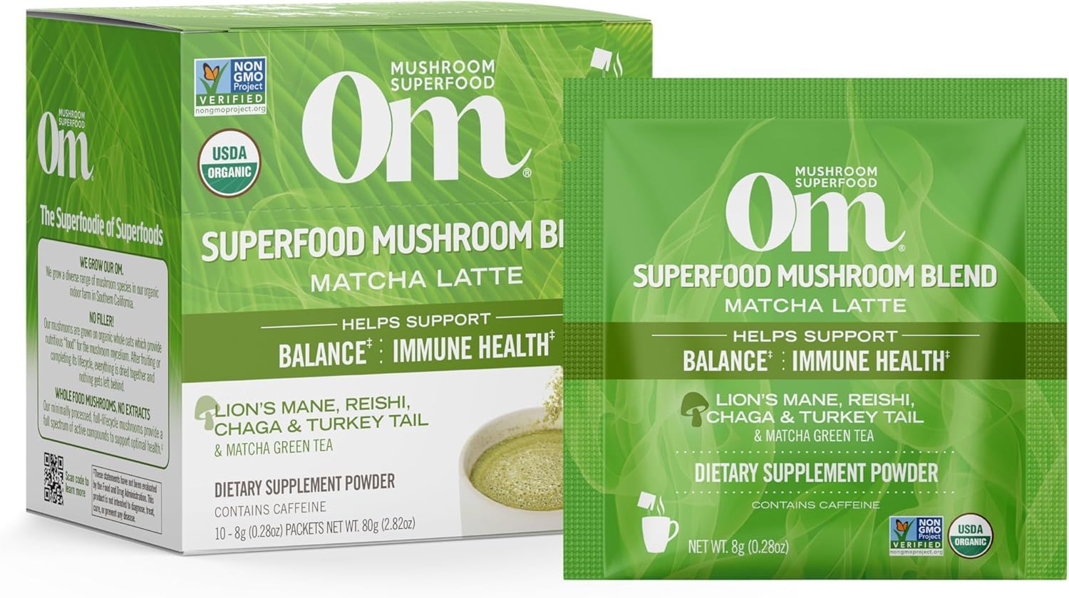 Foto 2 pulgar | Suplemento Om, Superalimento, Mezcla De Matcha Y Café Con Leche, 10 X 10 G - Venta Internacional.