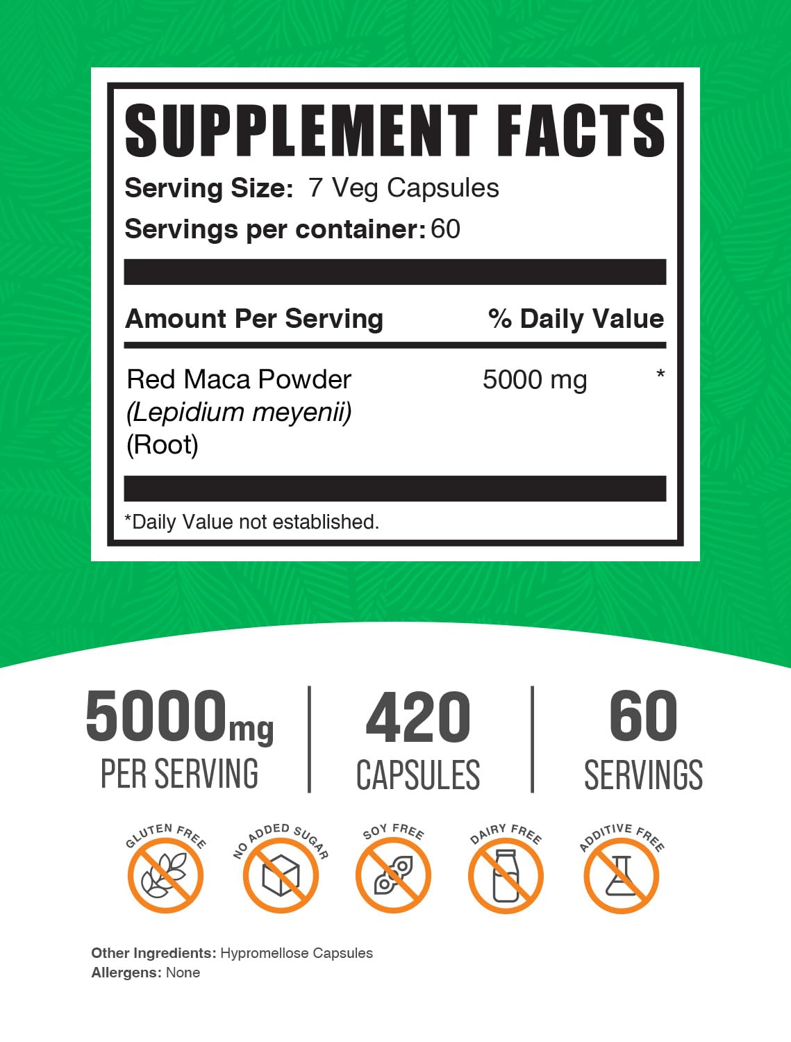 Foto 3 pulgar | Suplemento Bulksupplements.com Maca Roja 5000 Mg 420 Cápsulas - Venta Internacional.