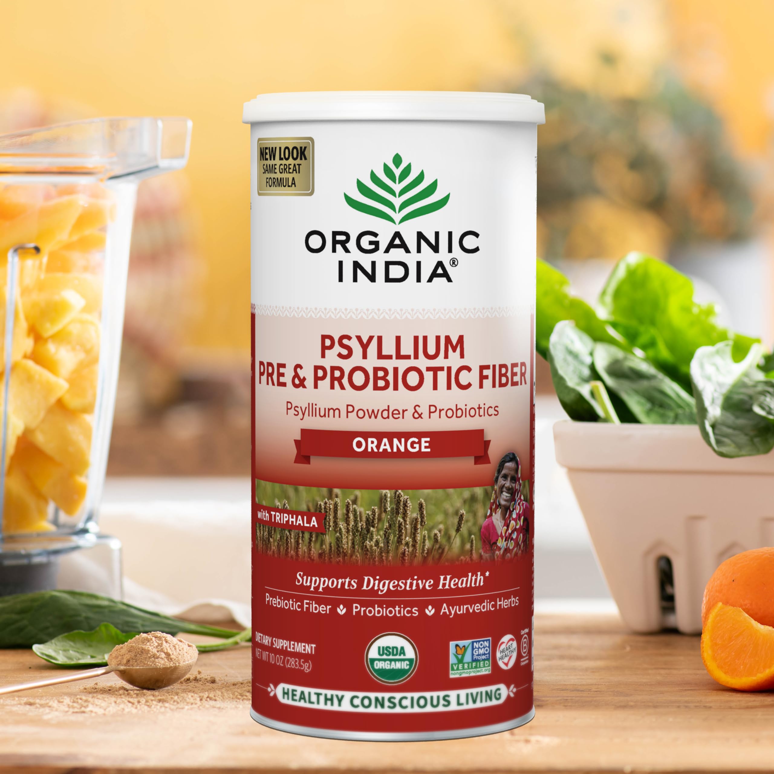 Foto 4 pulgar | Suplemento Organic India De Cáscara De Psyllium En Polvo, 300 Ml, Naranja - Venta Internacional.
