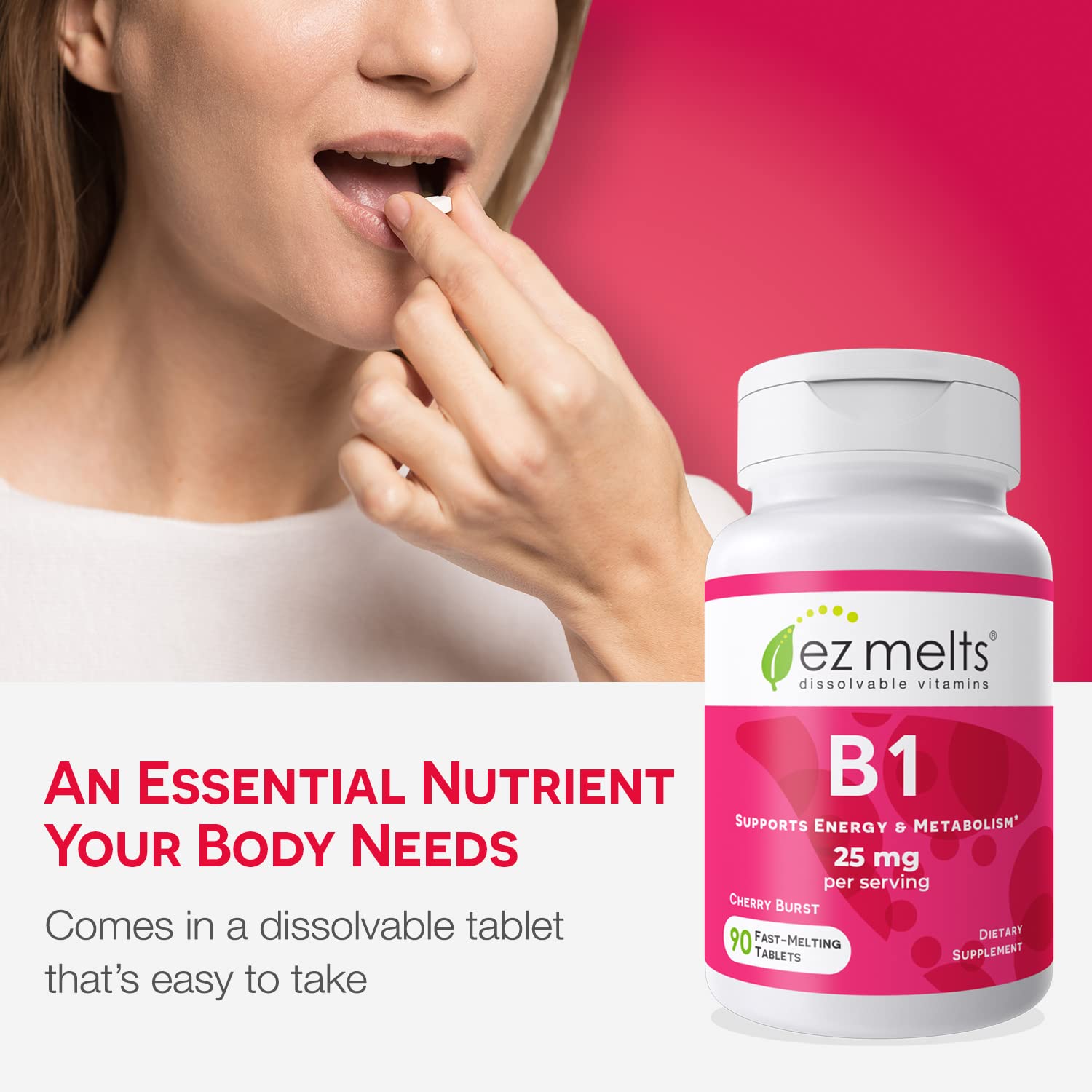 Foto 3 pulgar | Suplemento Ez Melts De Vitamina B1 Soluble, 25 Mg, Sin Azúcar - Venta Internacional.