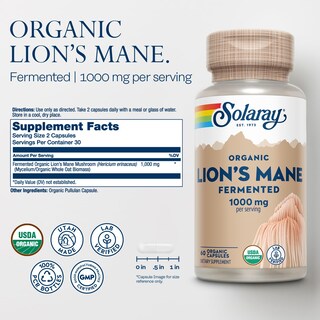 Foto 2 | Suplemento De Melena De León Fermentado Solaray, 60 Cápsulas Vegetales - Venta Internacional.
