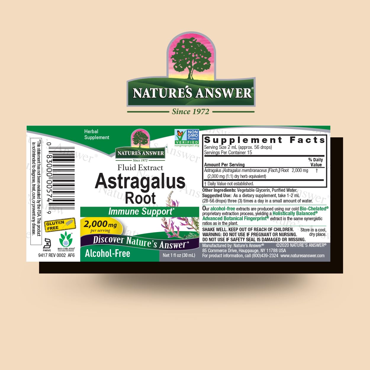 Foto 3 pulgar | Suplemento De Extracto De Raíz De Astrágalo De Nature's Answer De 30 Ml - Venta Internacional.