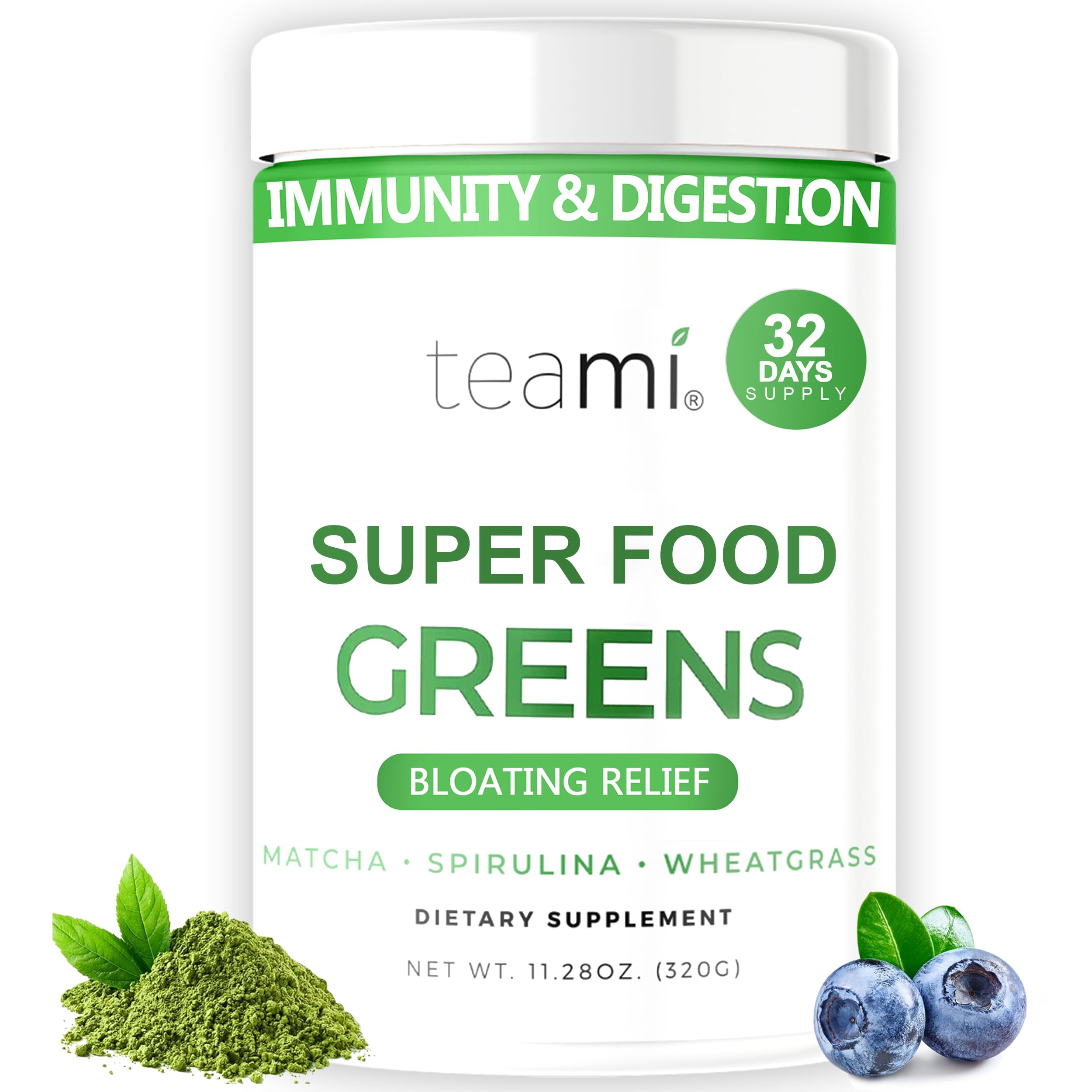Supergreens Powder Teami Organic Super Greens 32 Porciones - Venta Internacional.