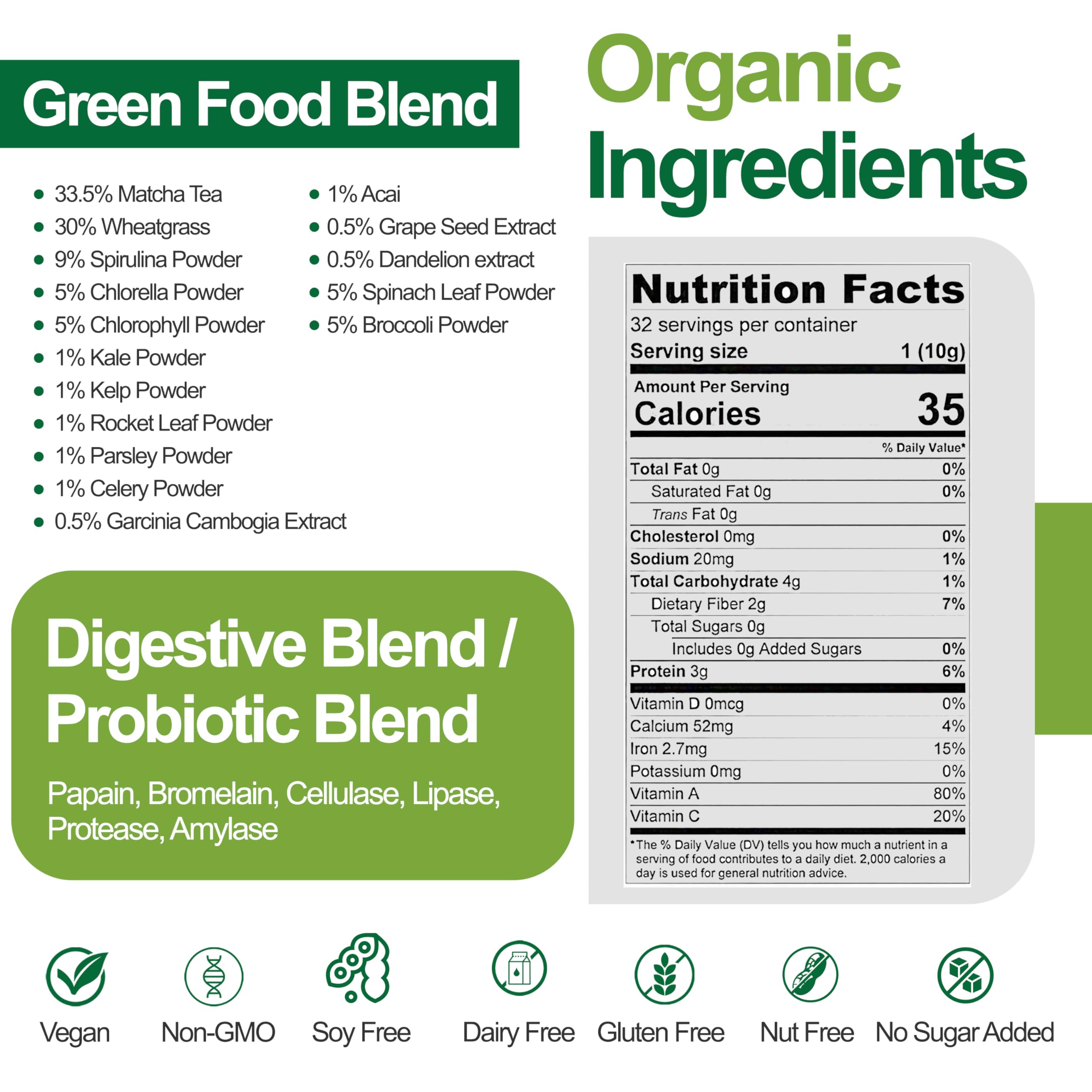 Foto 3 pulgar | Supergreens Powder Teami Organic Super Greens 32 Porciones - Venta Internacional.
