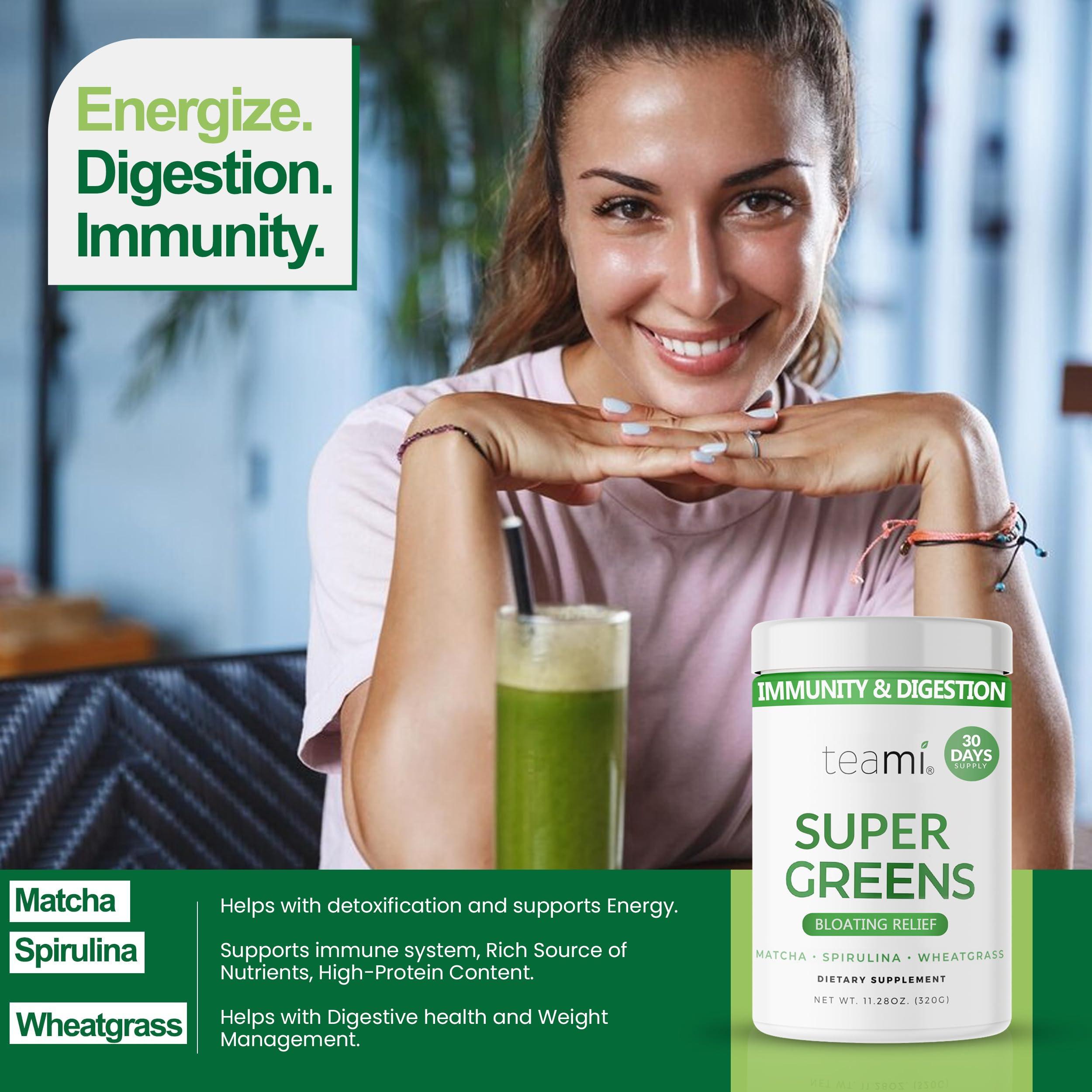 Foto 6 pulgar | Supergreens Powder Teami Organic Super Greens 32 Porciones - Venta Internacional.