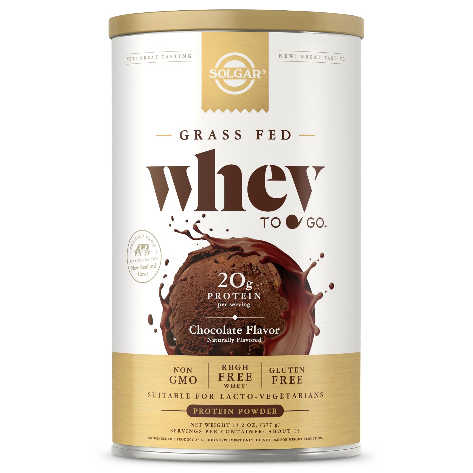 Foto 1 | Proteína En Polvo Solgar Grass Fed Whey To Go Chocolate 390 Ml - Venta Internacional.