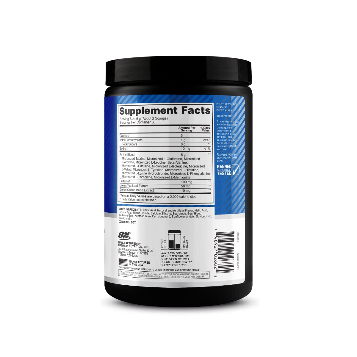 Foto 8 pulgar | Suplemento Optimum Nutrition Amino Energy Blue Raspberry 30s - Venta Internacional.