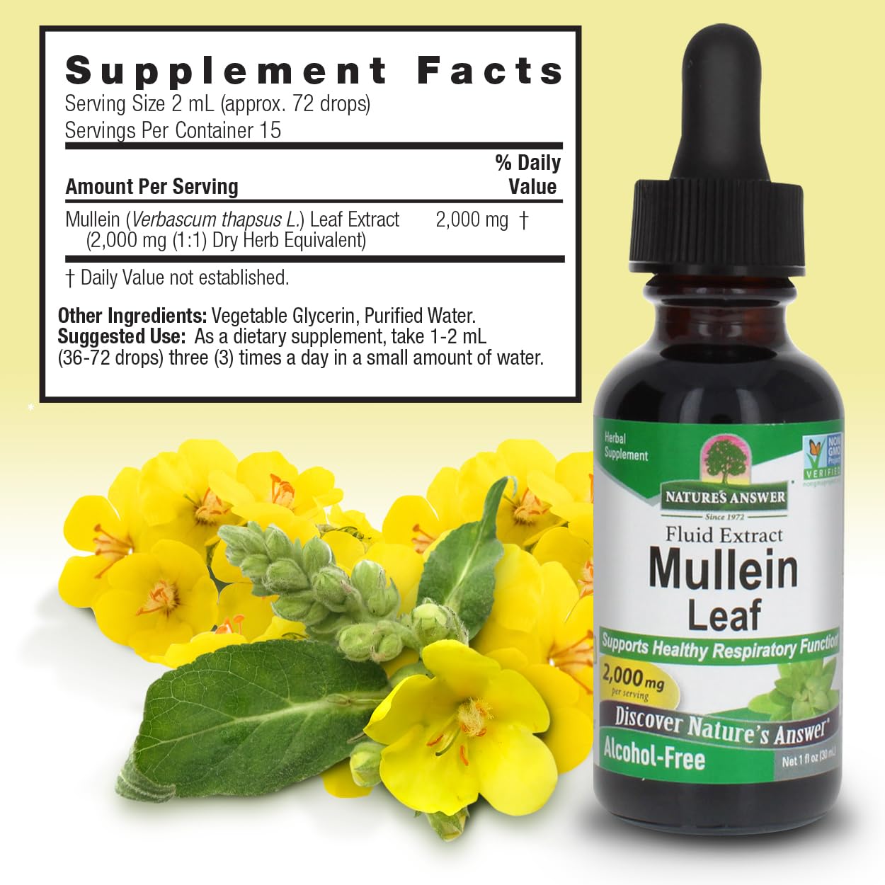 Foto 4 pulgar | Suplemento Nature's Answer Mullein Drops, 30 Ml, Sin Alcohol - Venta Internacional.