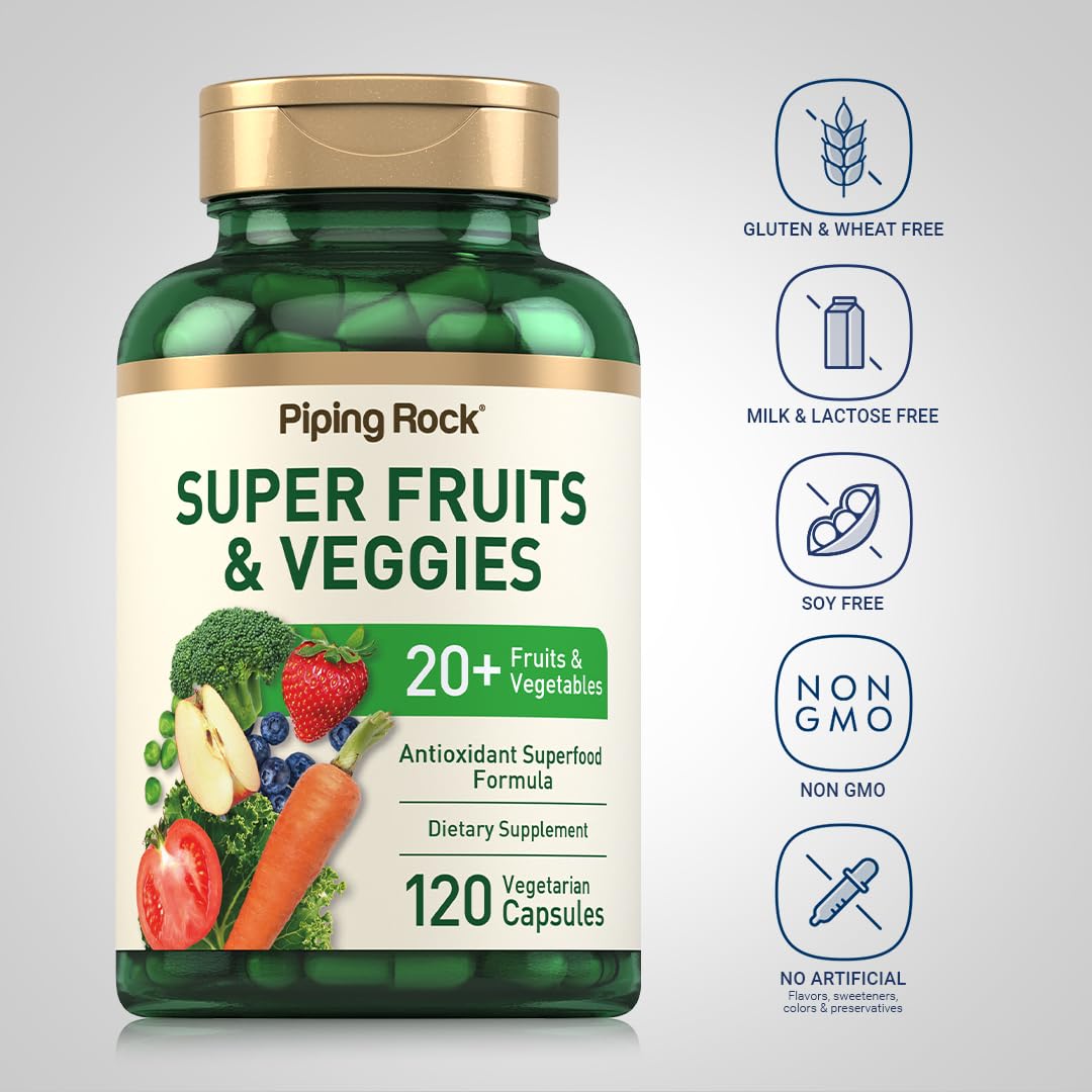 Foto 4 pulgar | Suplemento De Frutas Y Verduras Piping Rock 120 Cápsulas - Venta Internacional.