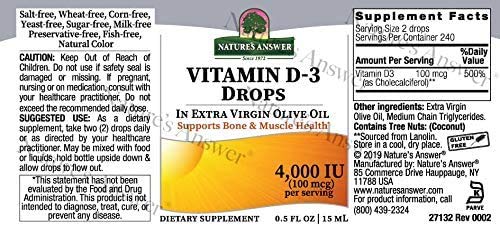 Foto 2 | Gotas De Vitamina D-3 Nature's Answer De 15 Ml Mezcladas Con Aceite De Oliva - Venta Internacional.