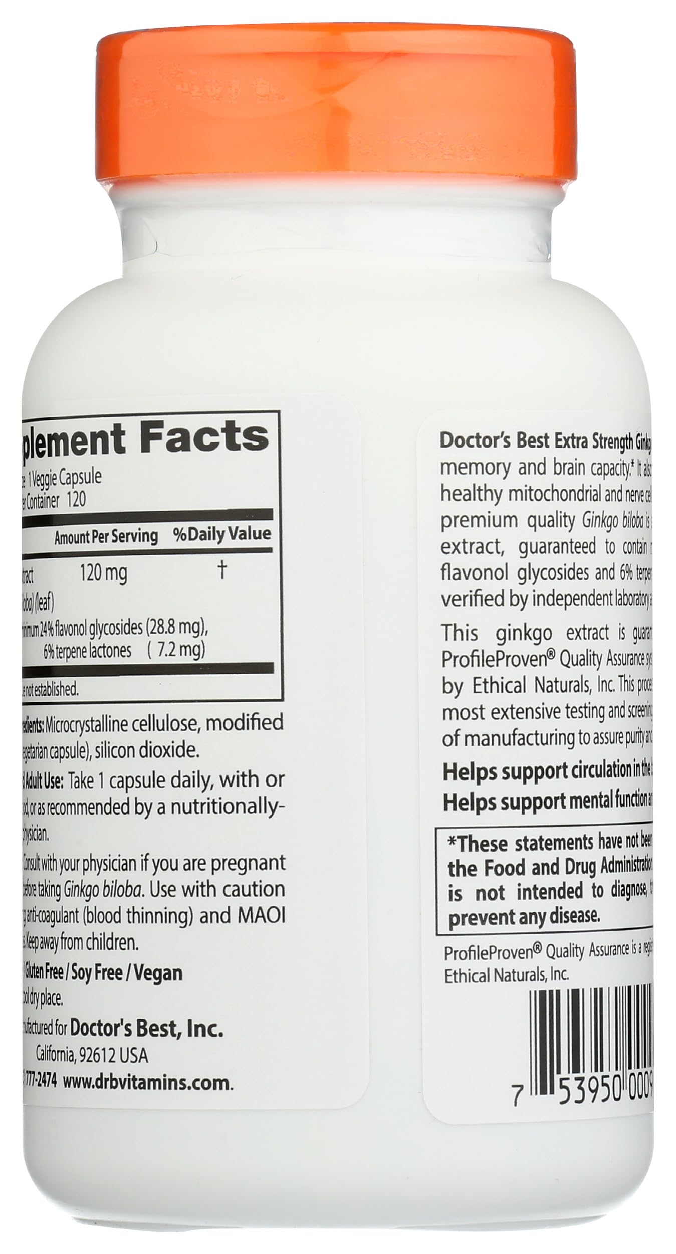 Foto 3 pulgar | Suplemento Doctor's Best De Ginkgo Extra Fuerte, 120 Mg, 120 Unidades - Venta Internacional.