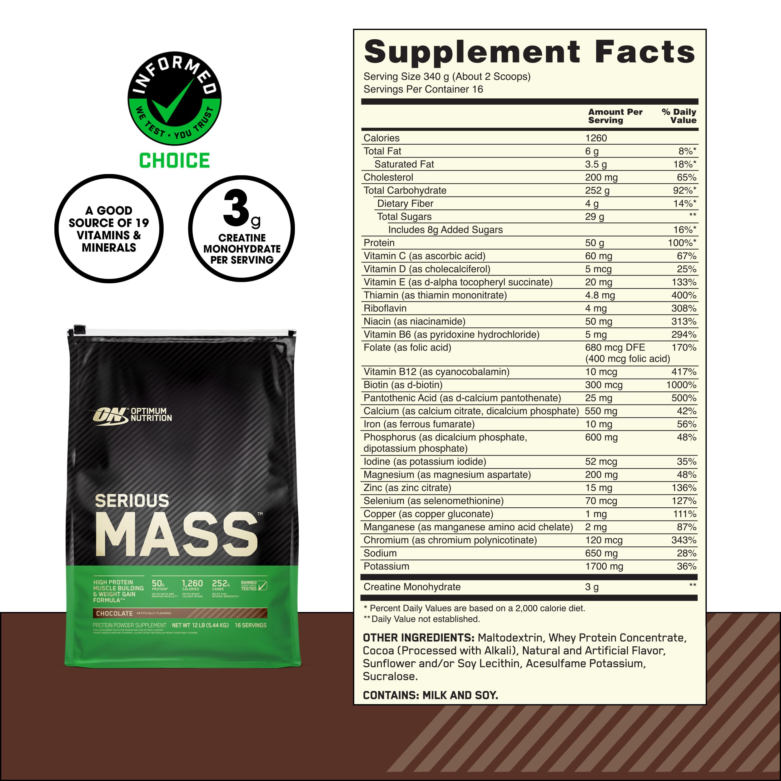 Foto 4 pulgar | Proteína En Polvo Para Ganar Peso Optimum Nutrition Serious Mass - Venta Internacional.