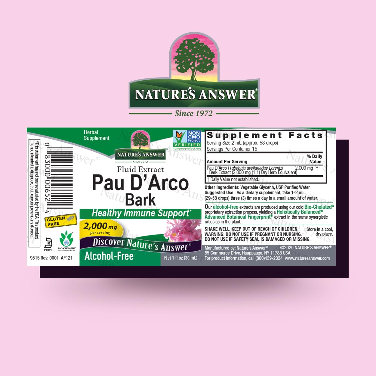 Foto 3 pulgar | Suplemento Nature's Answer Pau D'arco Inner Bark 30 Ml - Venta Internacional.