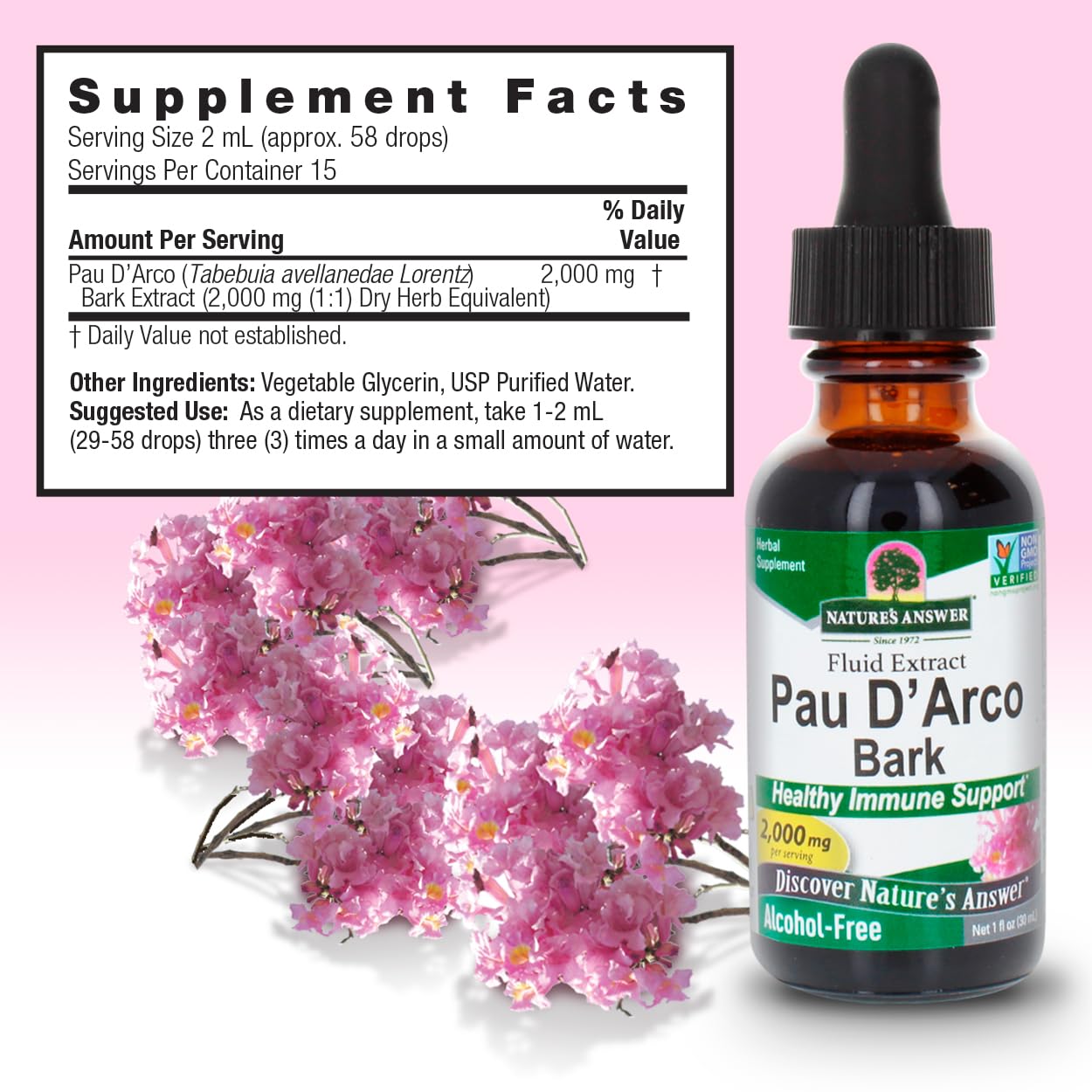 Foto 4 pulgar | Suplemento Nature's Answer Pau D'arco Inner Bark 30 Ml - Venta Internacional.