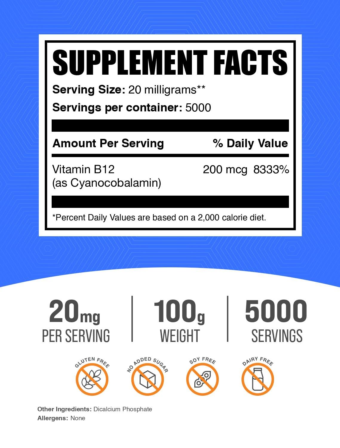 Foto 2 | Suplemento Bulksupplements.com Vitamina B12 En Polvo 100 G - Venta Internacional.