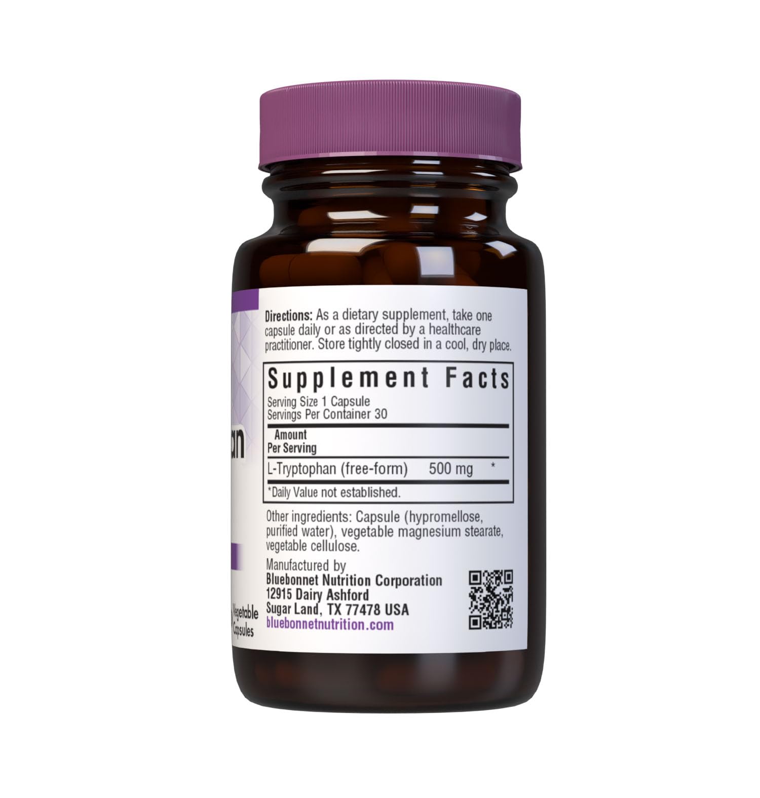 Foto 4 pulgar | Suplemento Bluebonnet L-triptófano 500 Mg De Vitamina 30 Cápsulas - Venta Internacional.